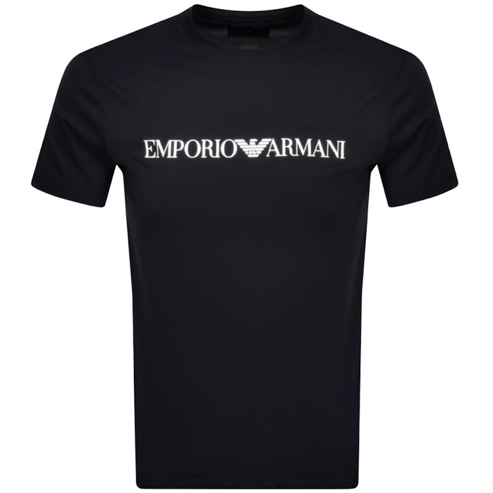 Armani Collezioni Emporio Armani Crew Neck Logo T Shirt Black In Navy