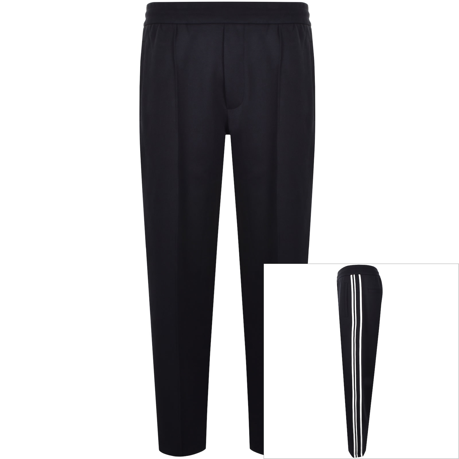 Armani Collezioni Emporio Armani Jersey Tape Trousers Navy In Black