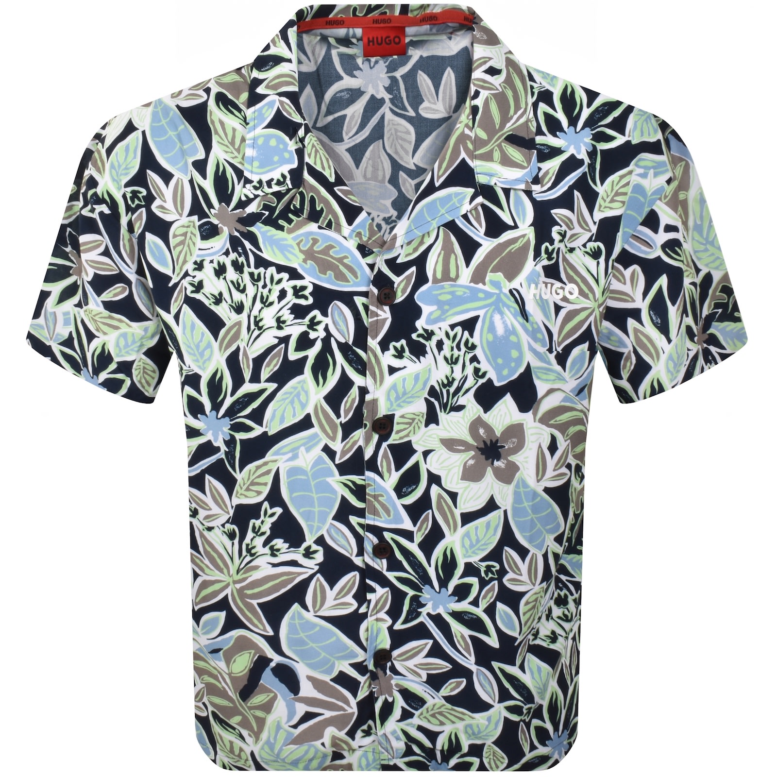 Hugo Boss Hugo Relaxed Short Sleeve Beach Shirt Navy In Navy