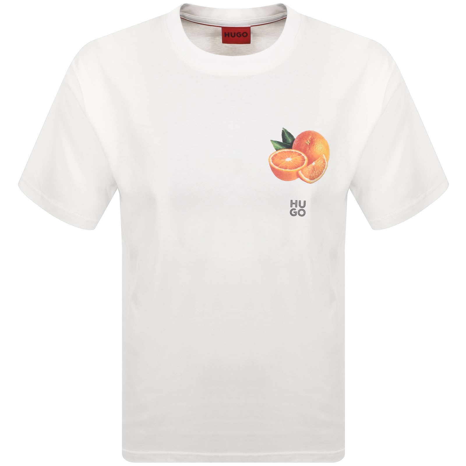 Hugo Boss Cotton-jersey T-shirt With Orange Prints In White
