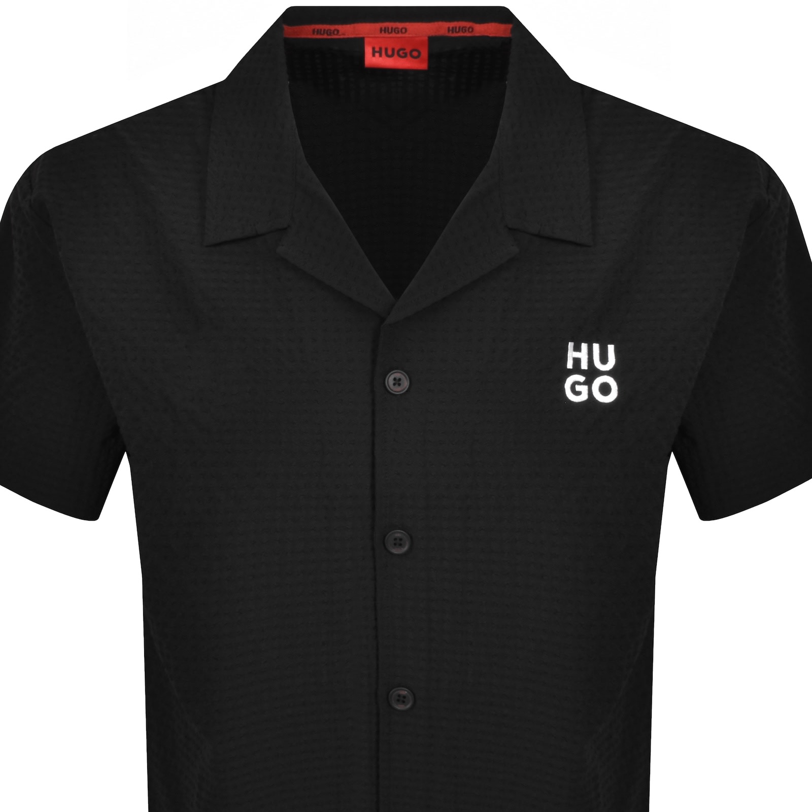 Hugo Boss Hugo Chaffle Waffle Texture Shirt Black In Black