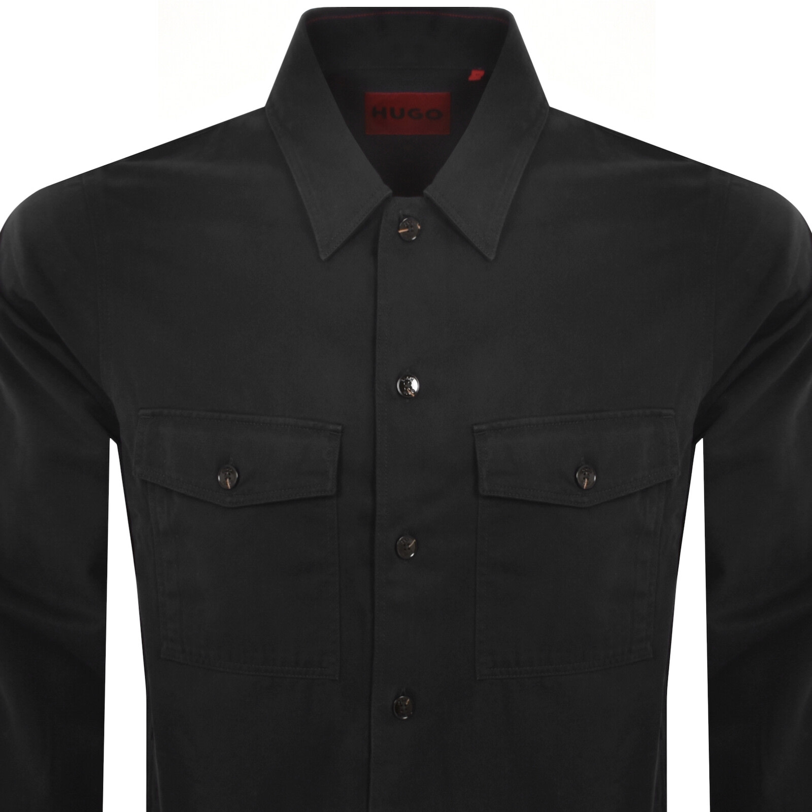 Hugo Boss Oversize-fit Overshirt In Cotton Gabardine In Black