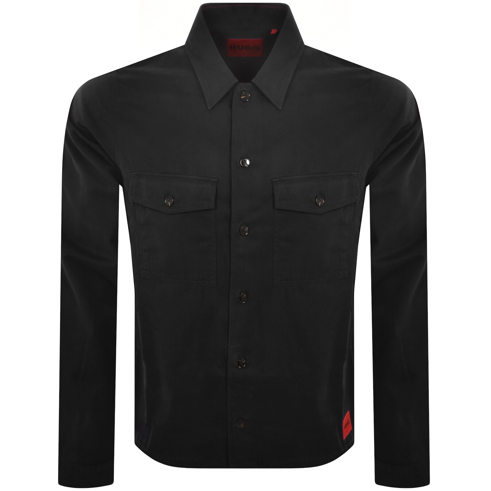 Hugo Boss Oversize-fit Overshirt In Cotton Gabardine In Black