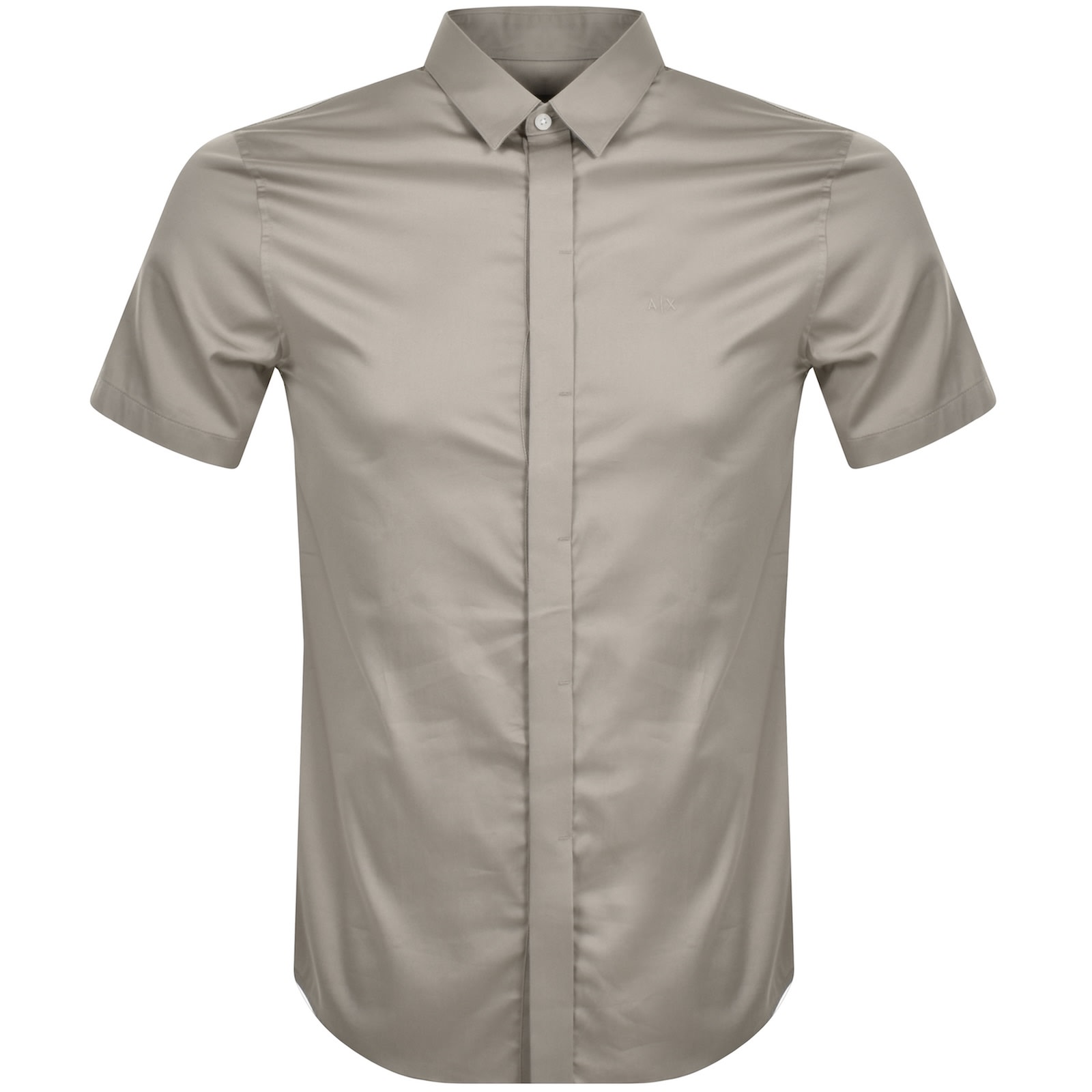 Armani Exchange Slim Fit Shirt Plaza Taupe In Gray