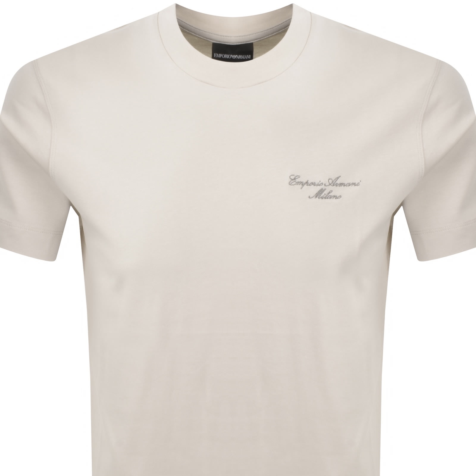Armani Collezioni Emporio Armani Embroidered Logo T Shirt Beige In Neutral
