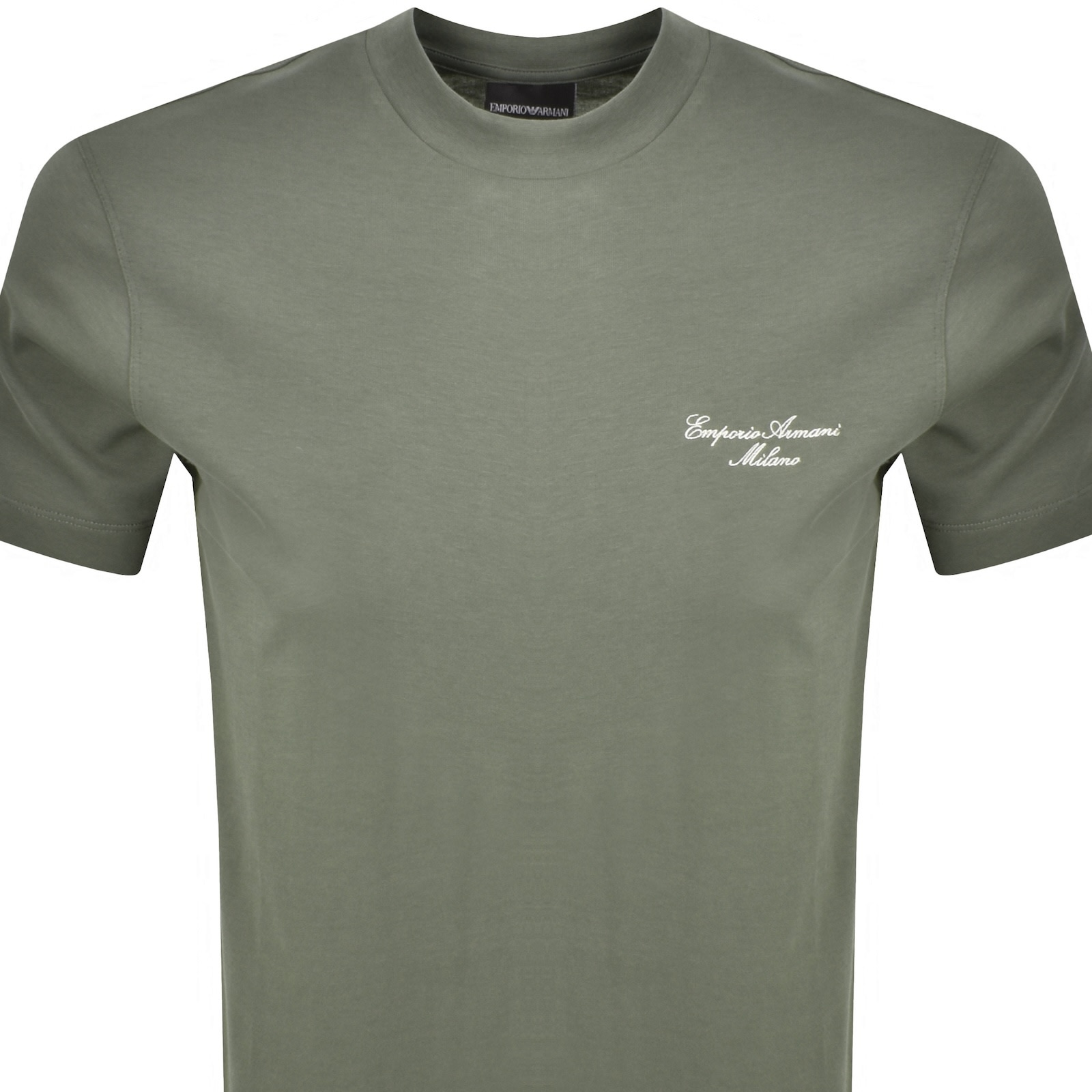 Armani Collezioni Emporio Armani Embroidered Logo T Shirt Green In Green