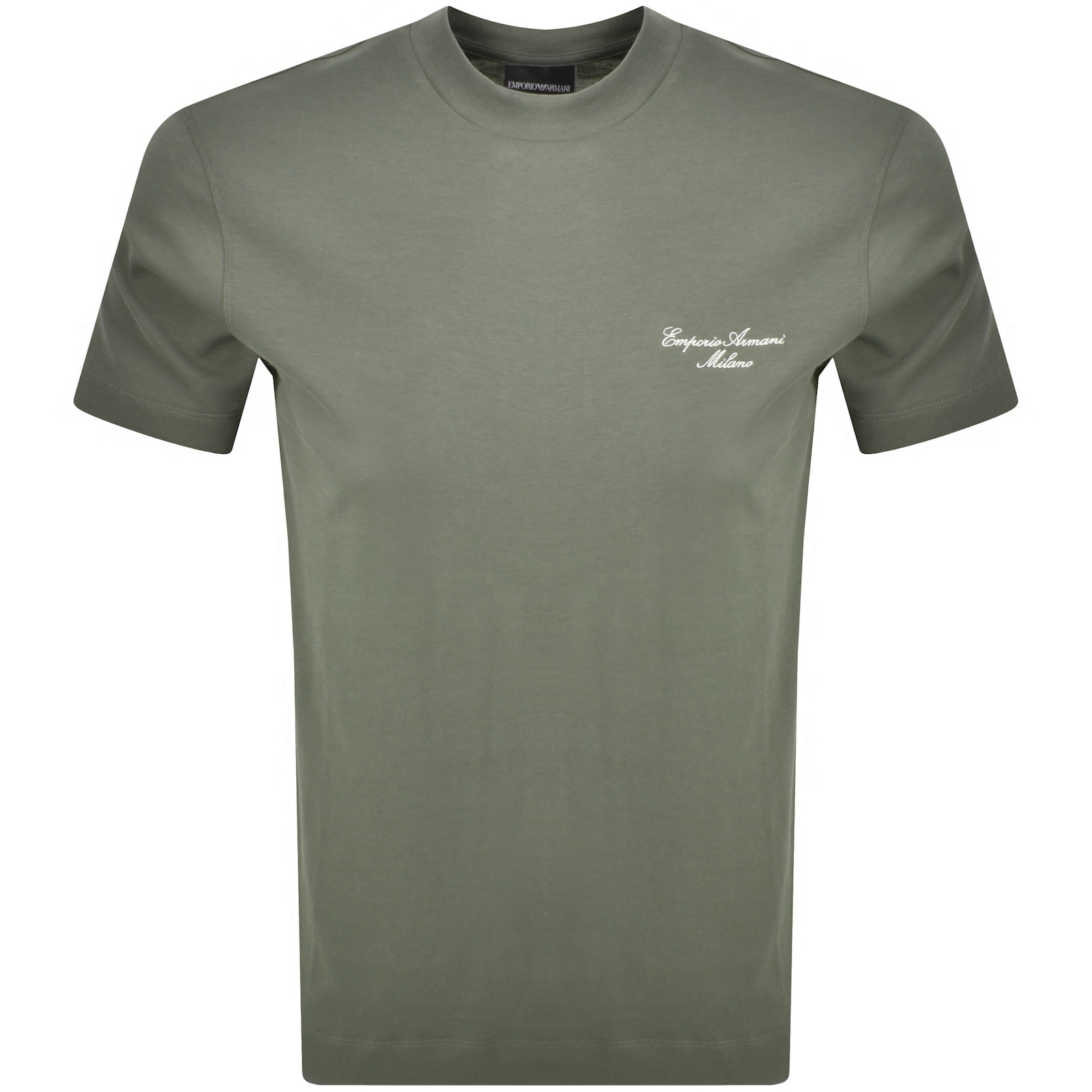Armani Collezioni Emporio Armani Embroidered Logo T Shirt Green In Green