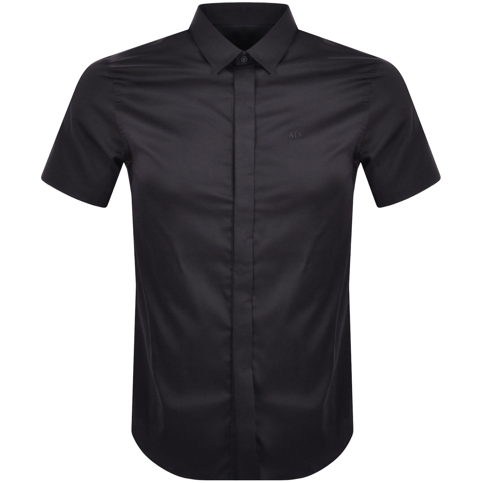 Armani Exchange Slim Fit Short Sleeved Shirt Navy In Navy