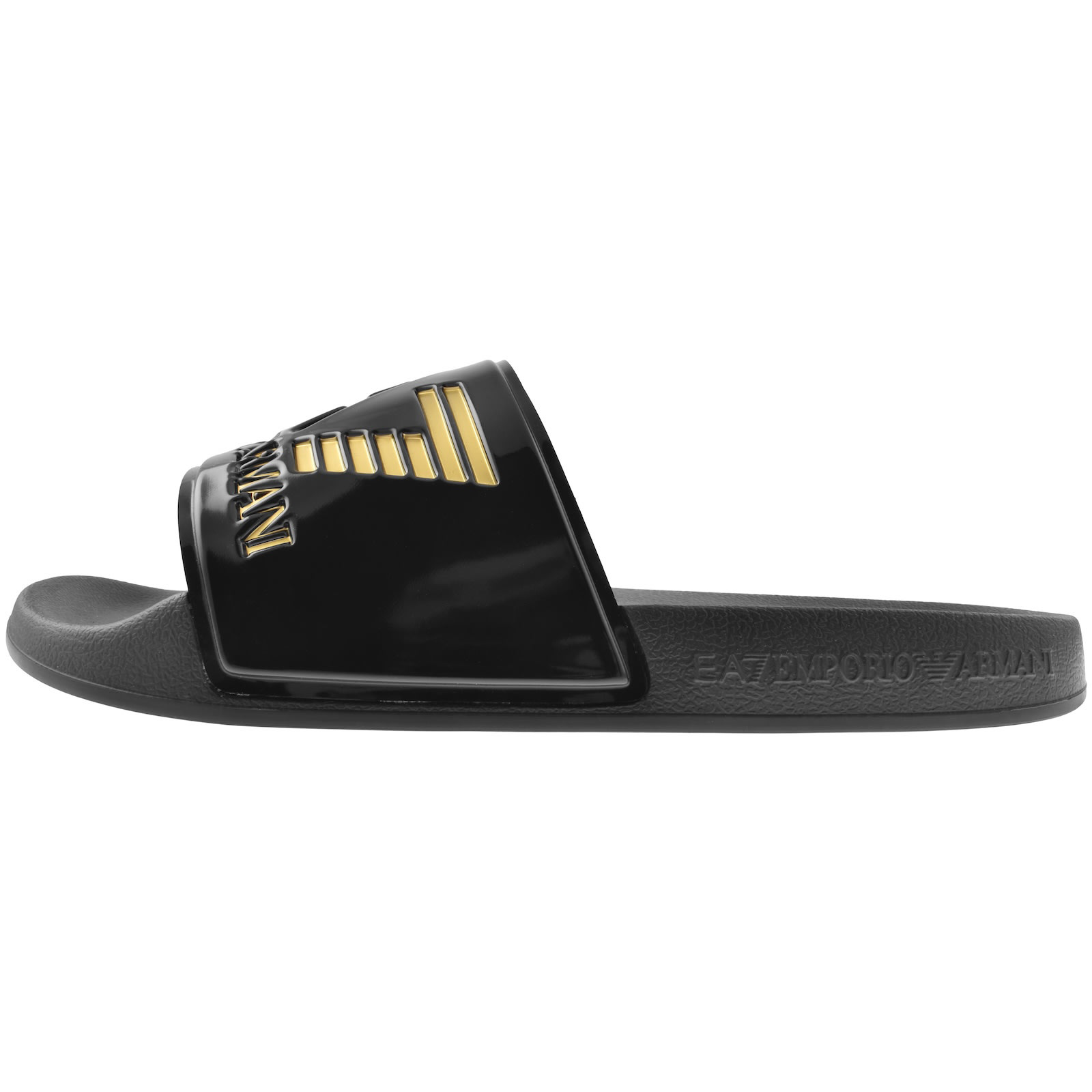 Ea7 Emporio Armani Beach Sliders Shiny Black In Black