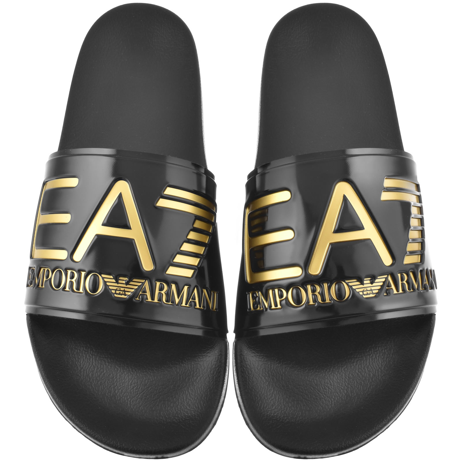 Ea7 Emporio Armani Beach Sliders Shiny Black In Black