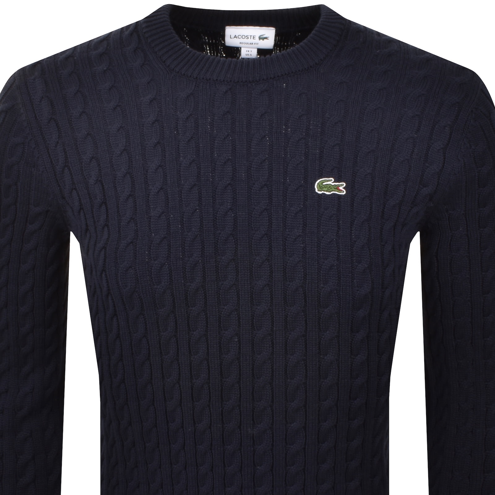 Lacoste Cable Knit Jumper Navy In Blue