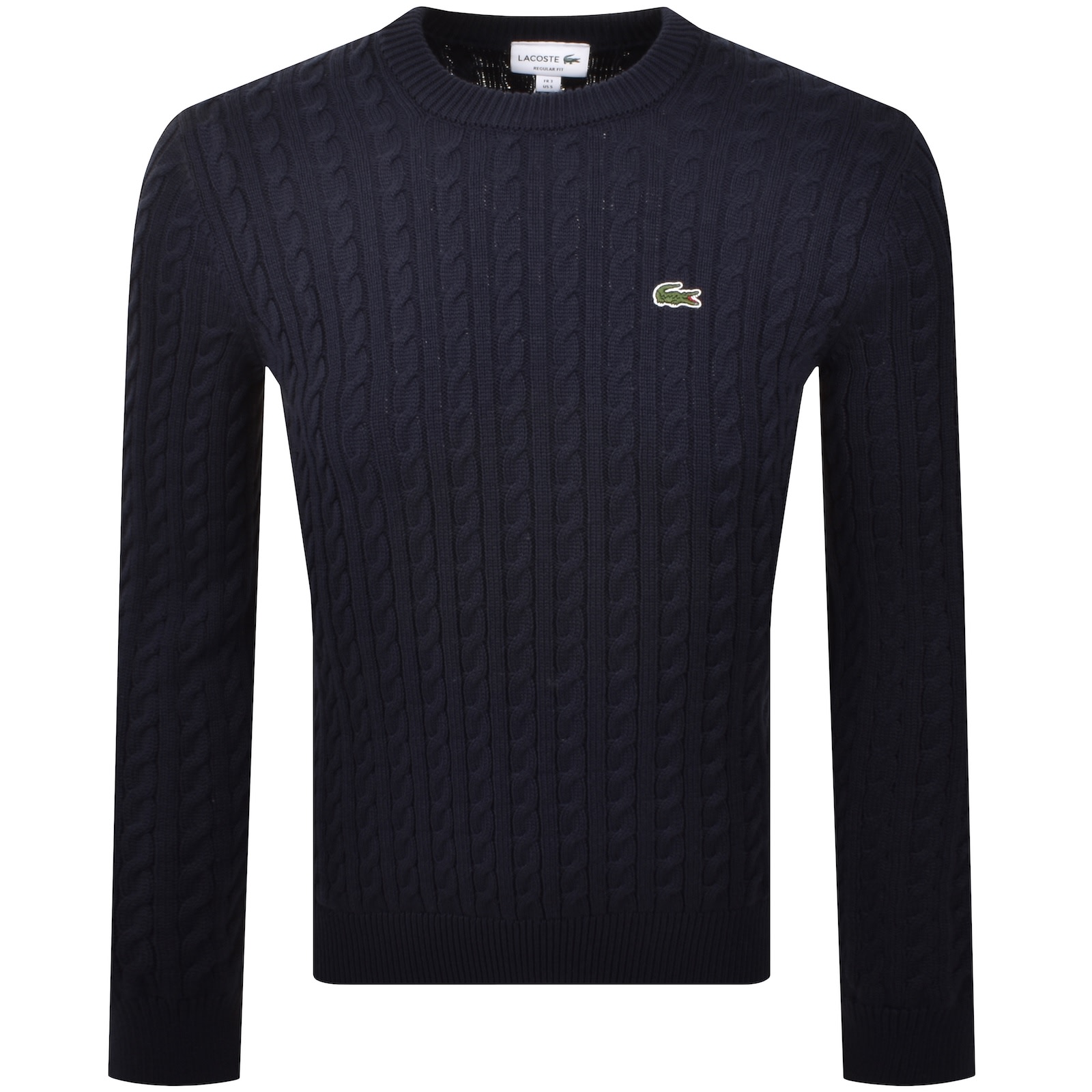 Lacoste Cable Knit Jumper Navy In Blue