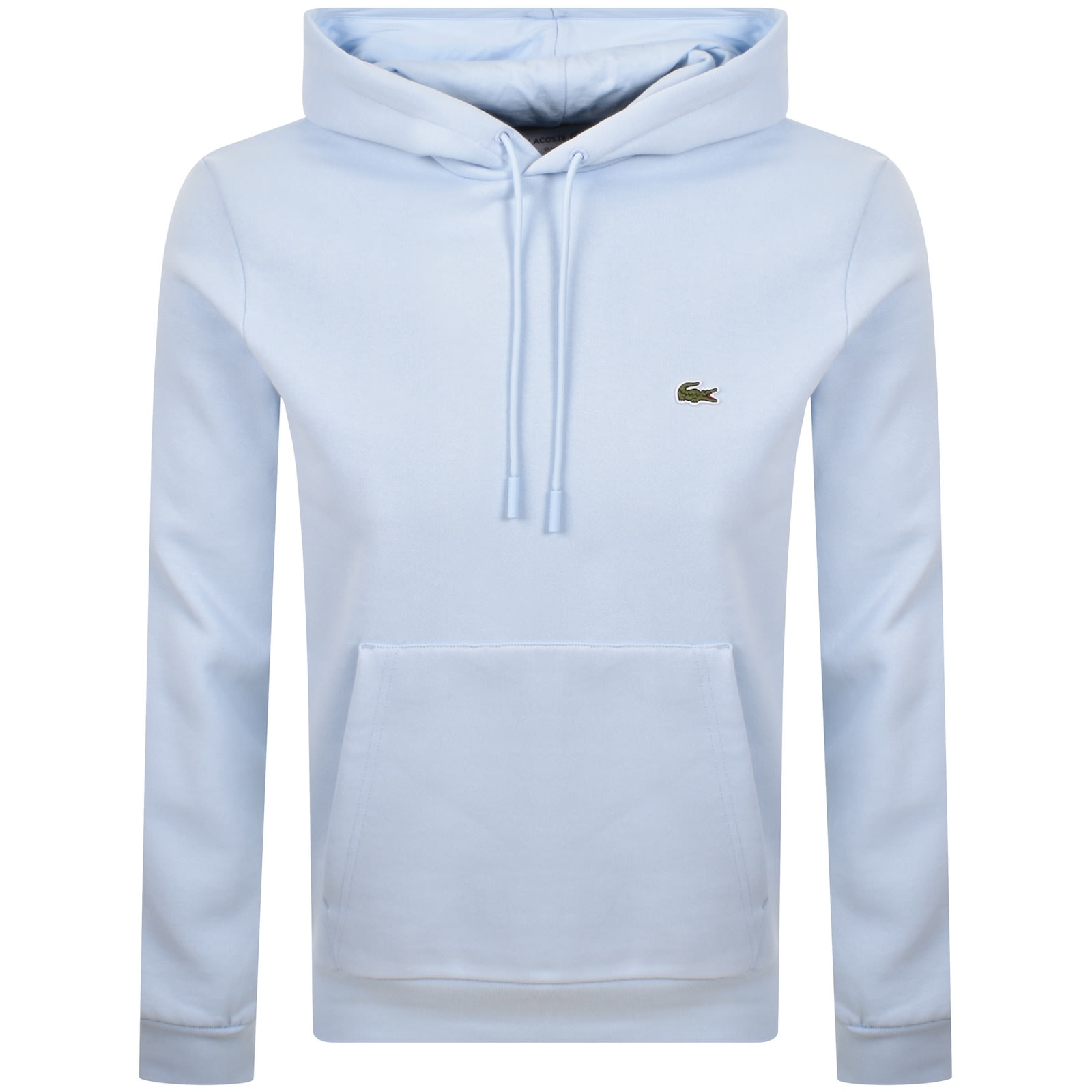 Lacoste Crocodile Logo-patch Drawstring Hoodie In Blue