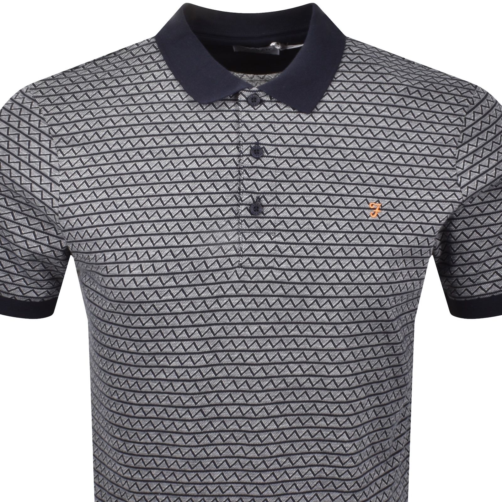Farah Vintage Farah Tibatt Jacquard Polo T Shirt Navy In Navy