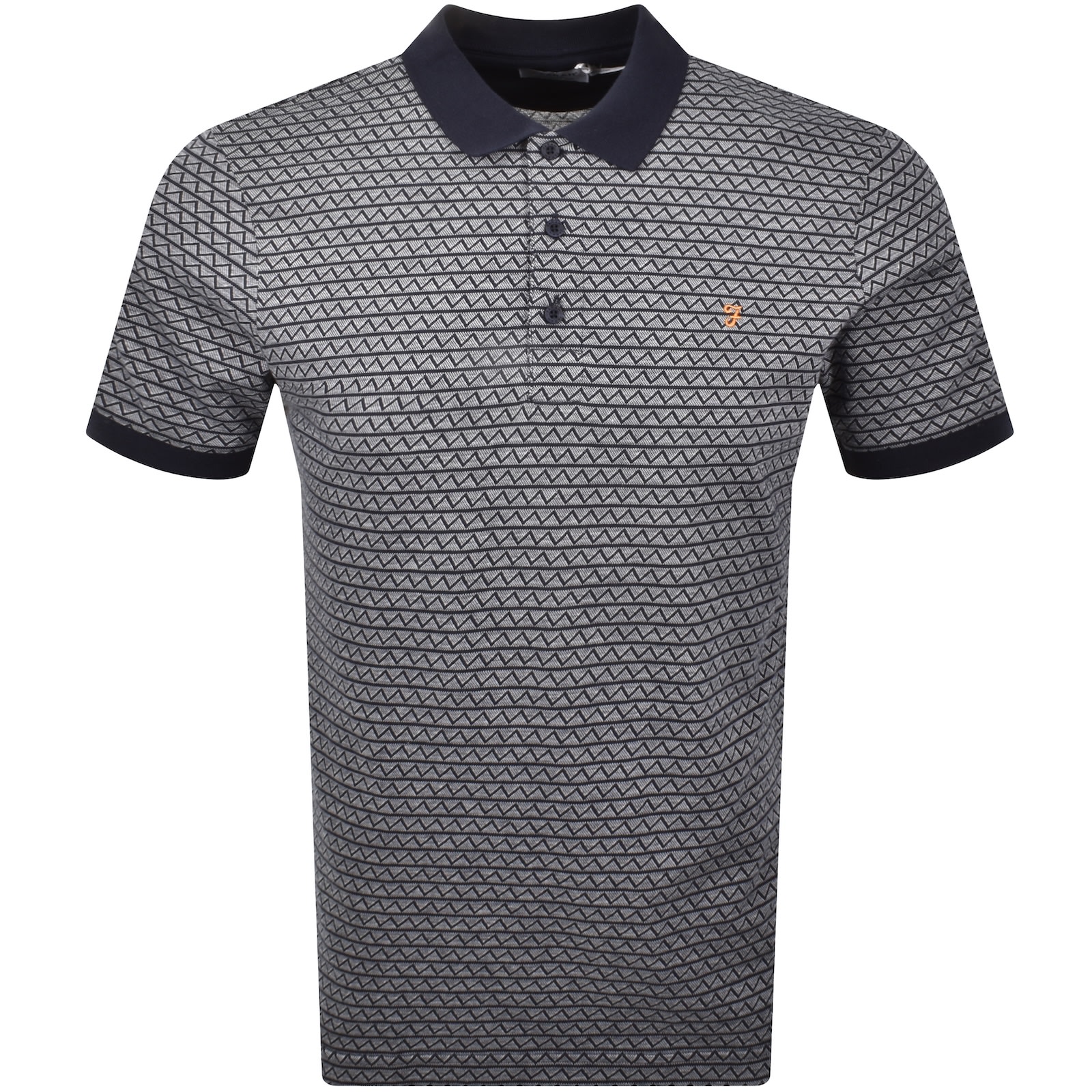 Farah Vintage Farah Tibatt Jacquard Polo T Shirt Navy In Navy