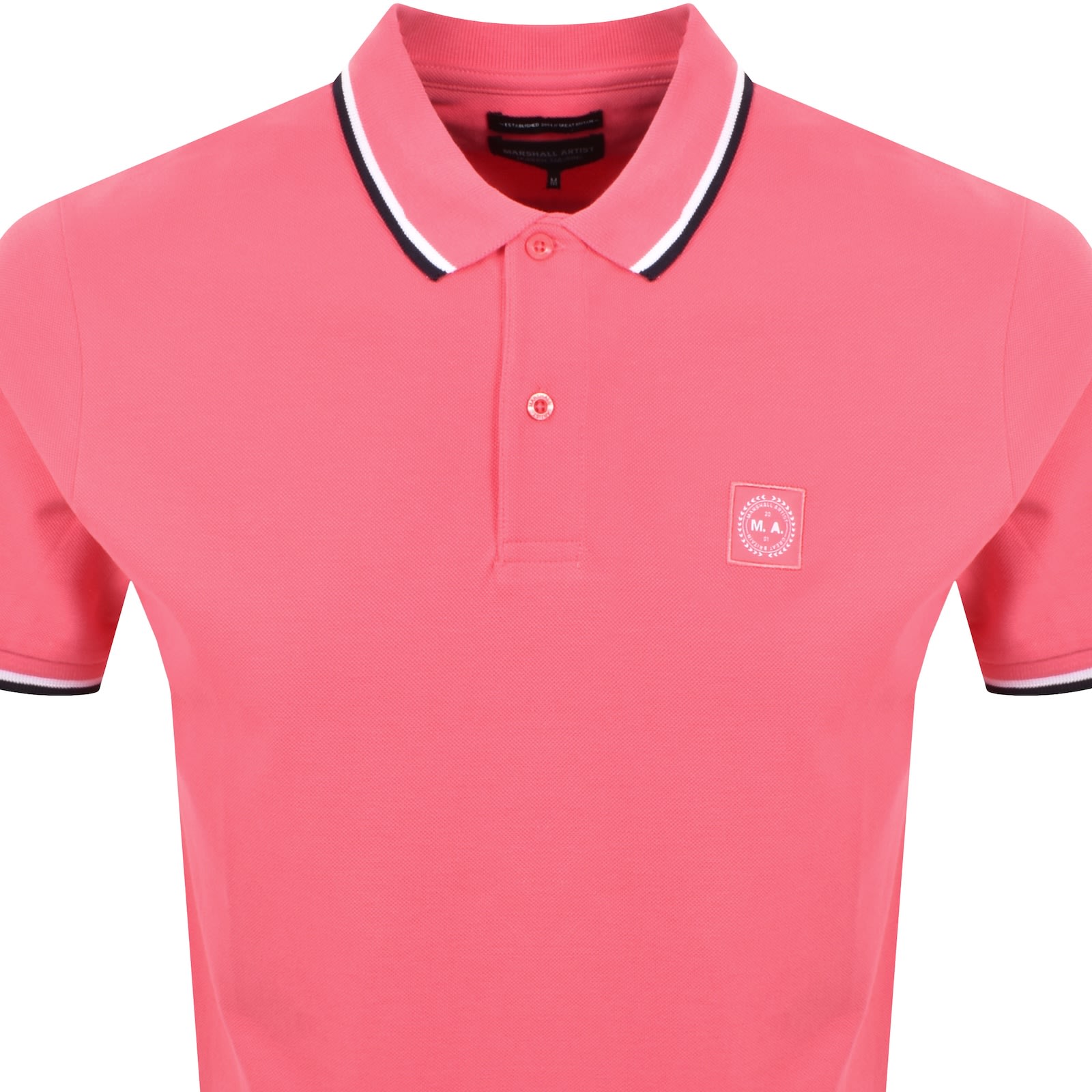 Marshall Artist Tipped Polo T Shirt Salmon Pink In Pink
