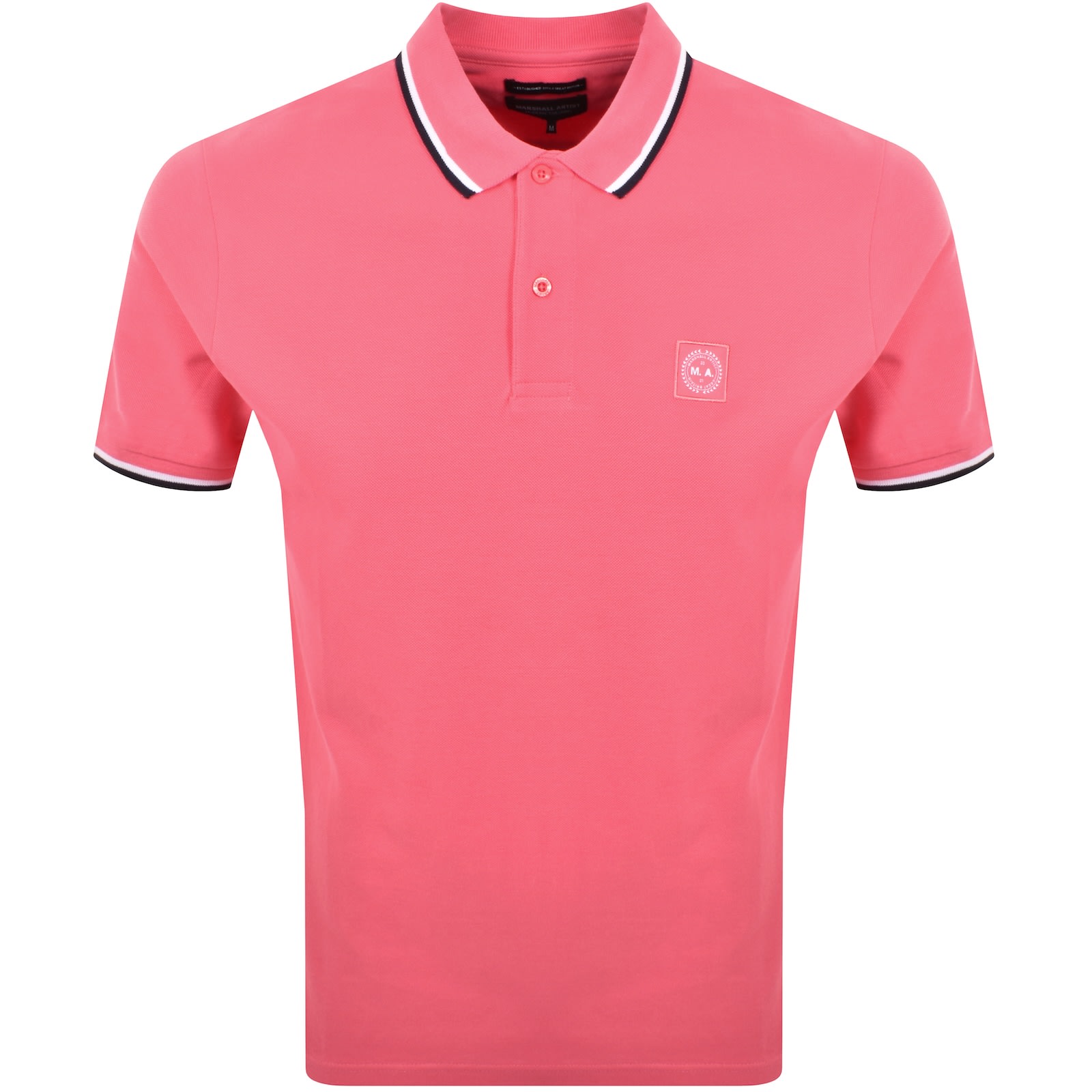 Marshall Artist Tipped Polo T Shirt Salmon Pink In Pink