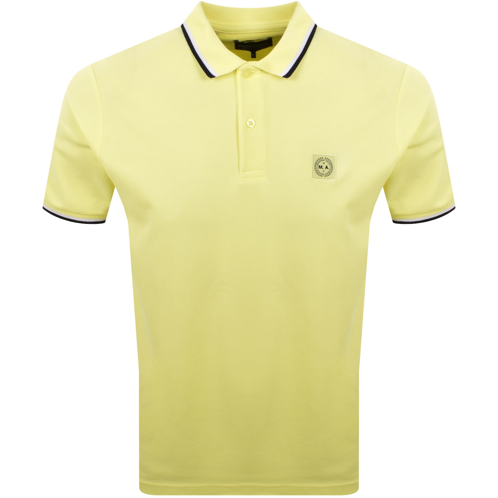 Marshall Artist Tipped Polo T Shirt Lemon Yellow In Yellow