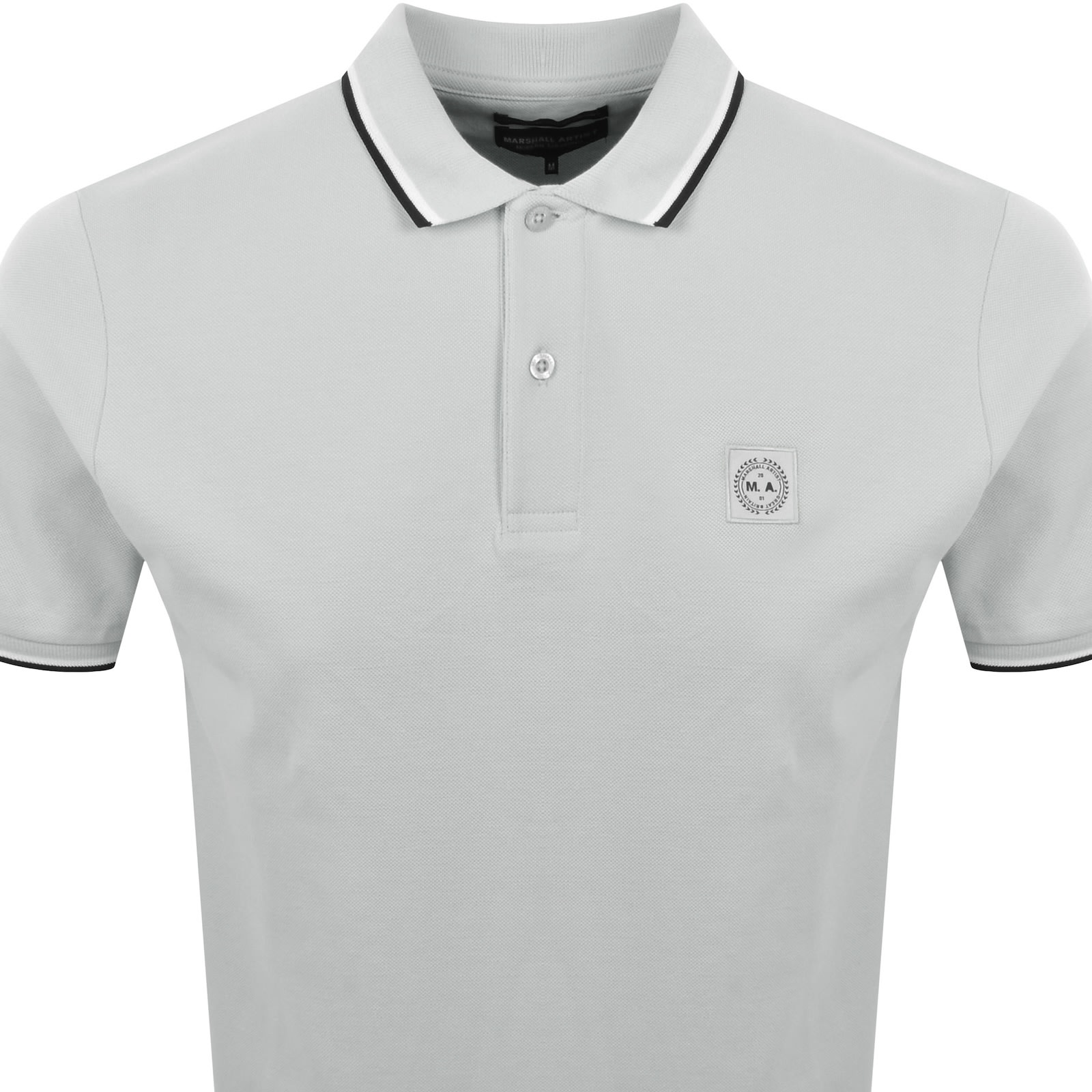 Marshall Artist Tipped Polo T Shirt Dove Grey In Grey