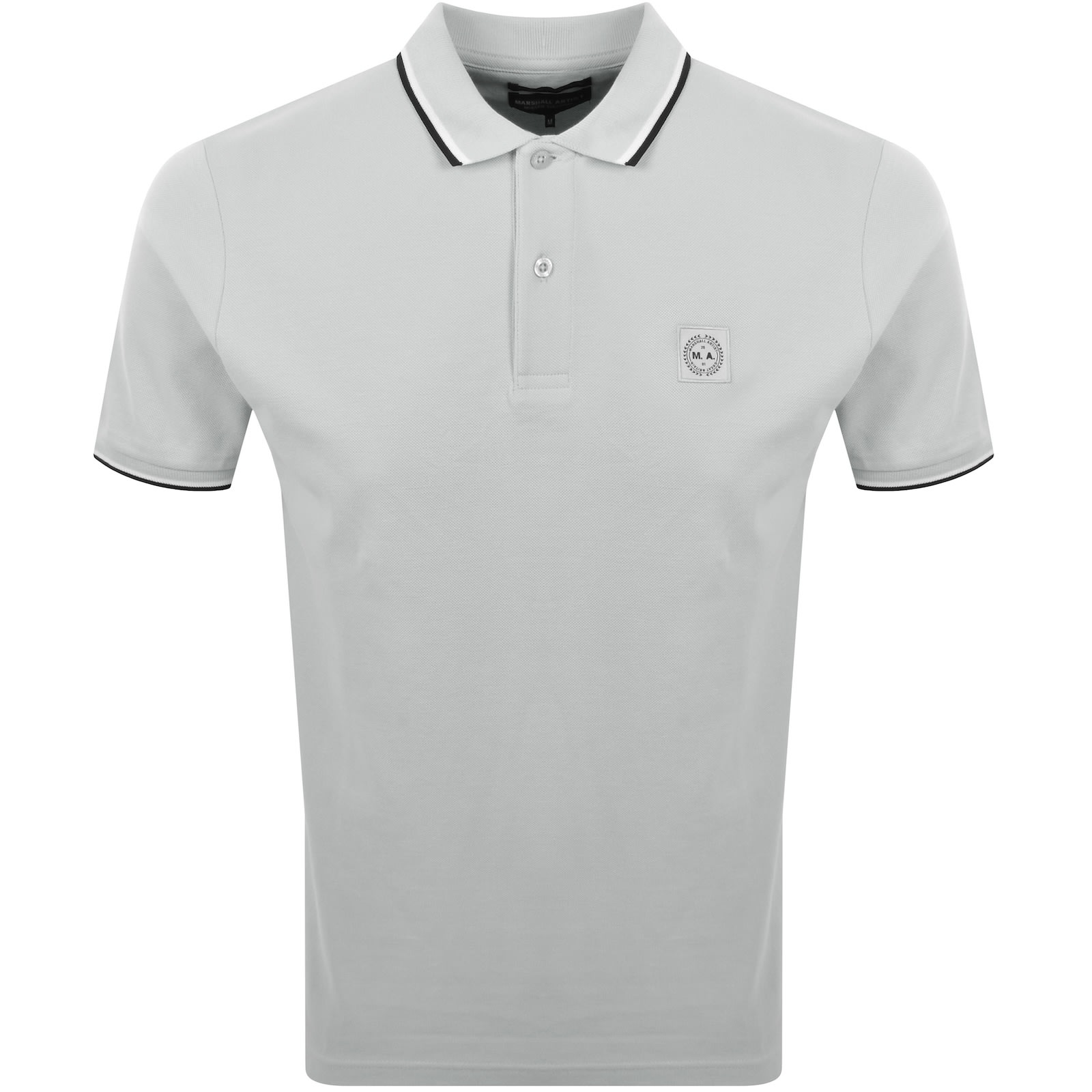 Marshall Artist Tipped Polo T Shirt Dove Grey In Grey