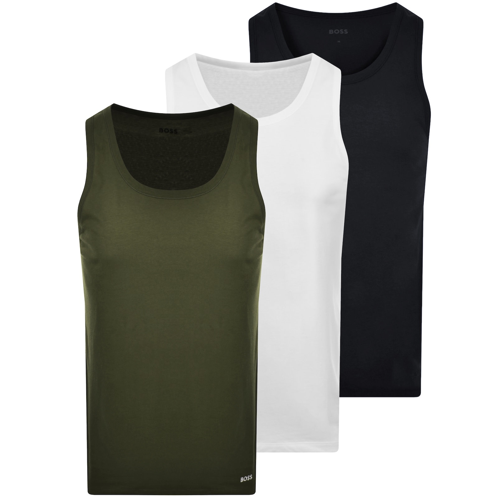 Hugo Boss Boss 3 Pack Vest T Shirts In Khaki