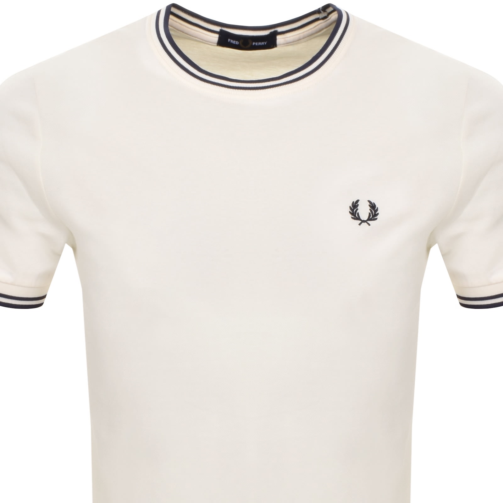 Fred Perry Twin Tipped Short Sleeved T Shirt Ecru In Cream