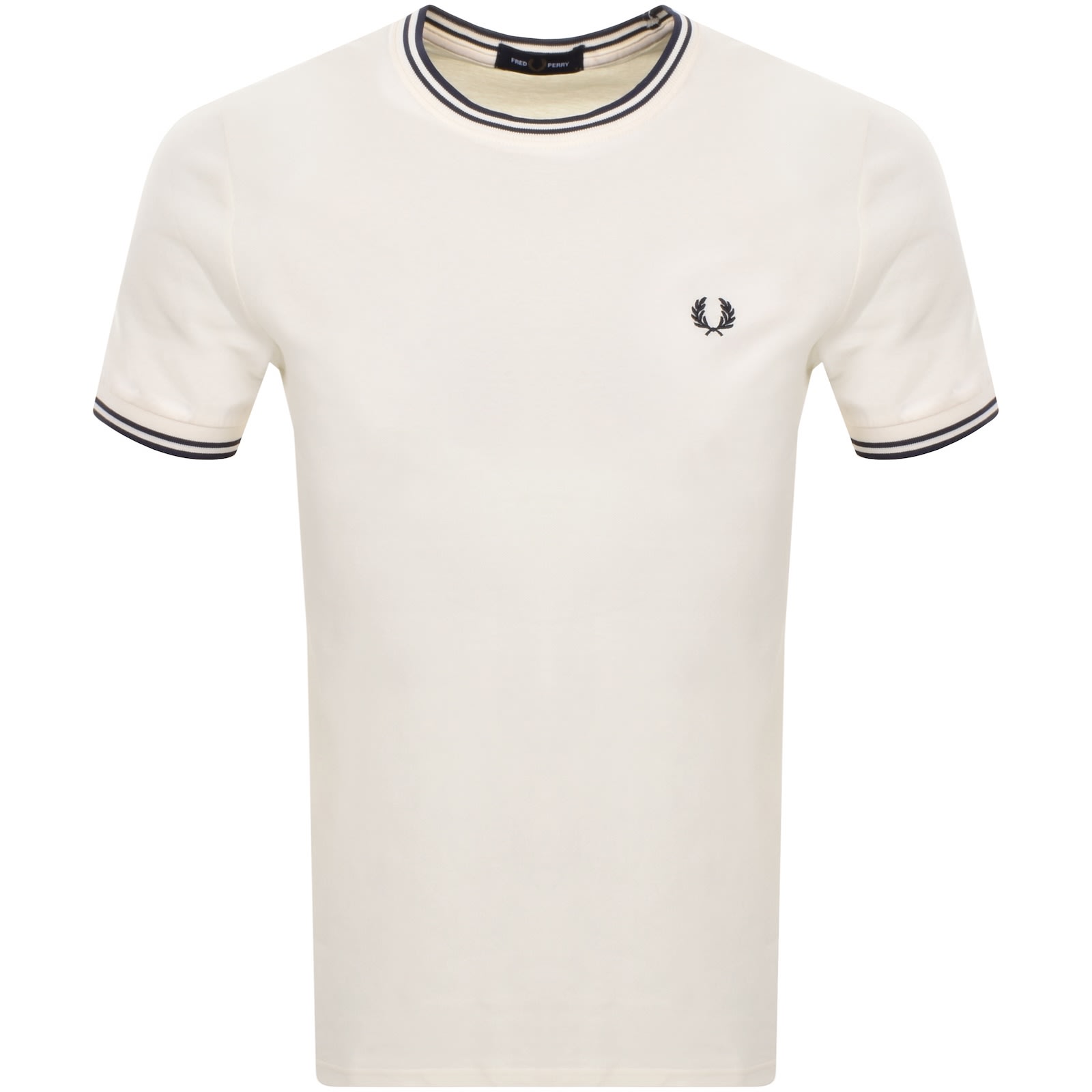 Fred Perry Twin Tipped Short Sleeved T Shirt Ecru In Cream