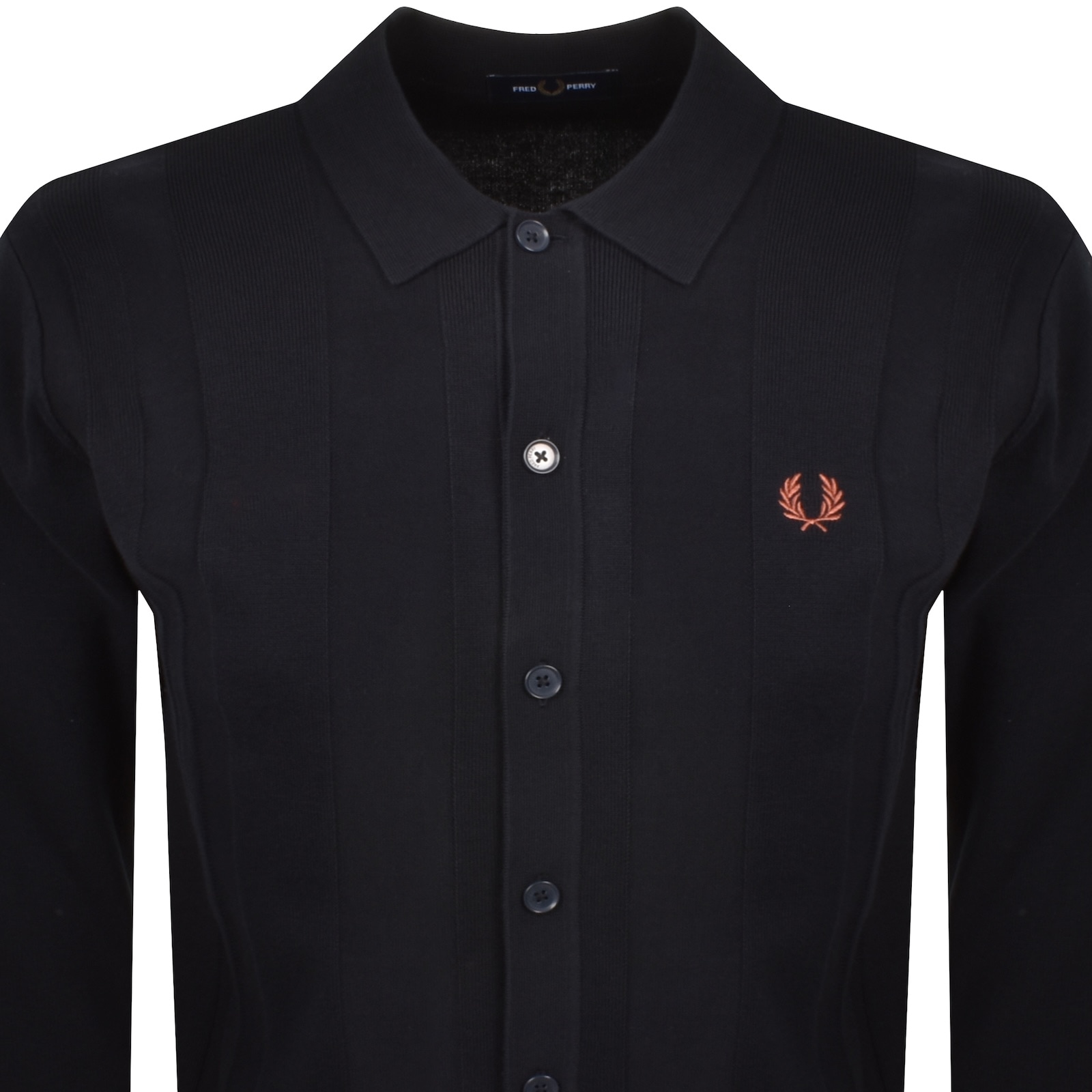 Fred Perry Button Through Knit Polo Shirt Navy In Navy