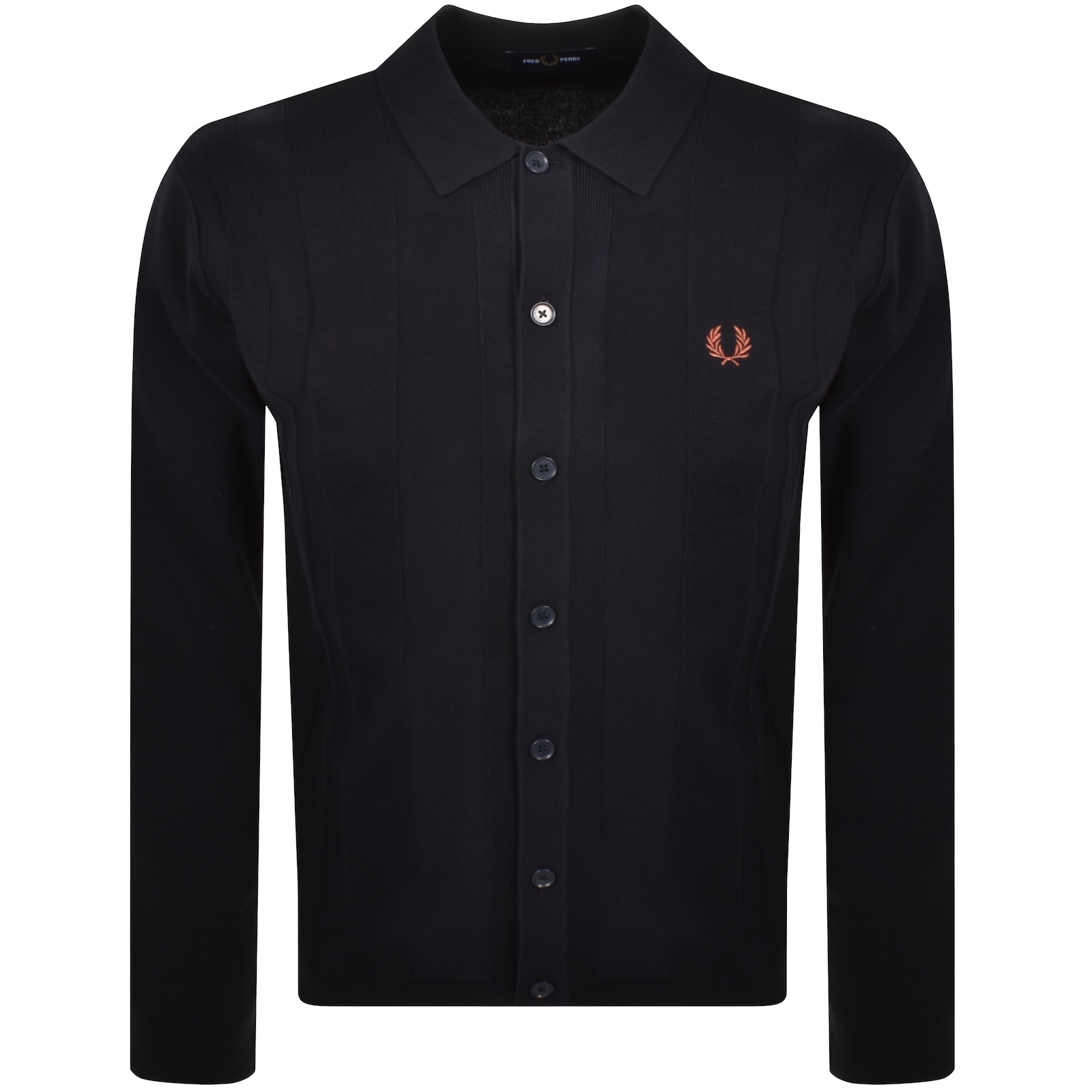 Fred Perry Button Through Knit Polo Shirt Navy In Navy