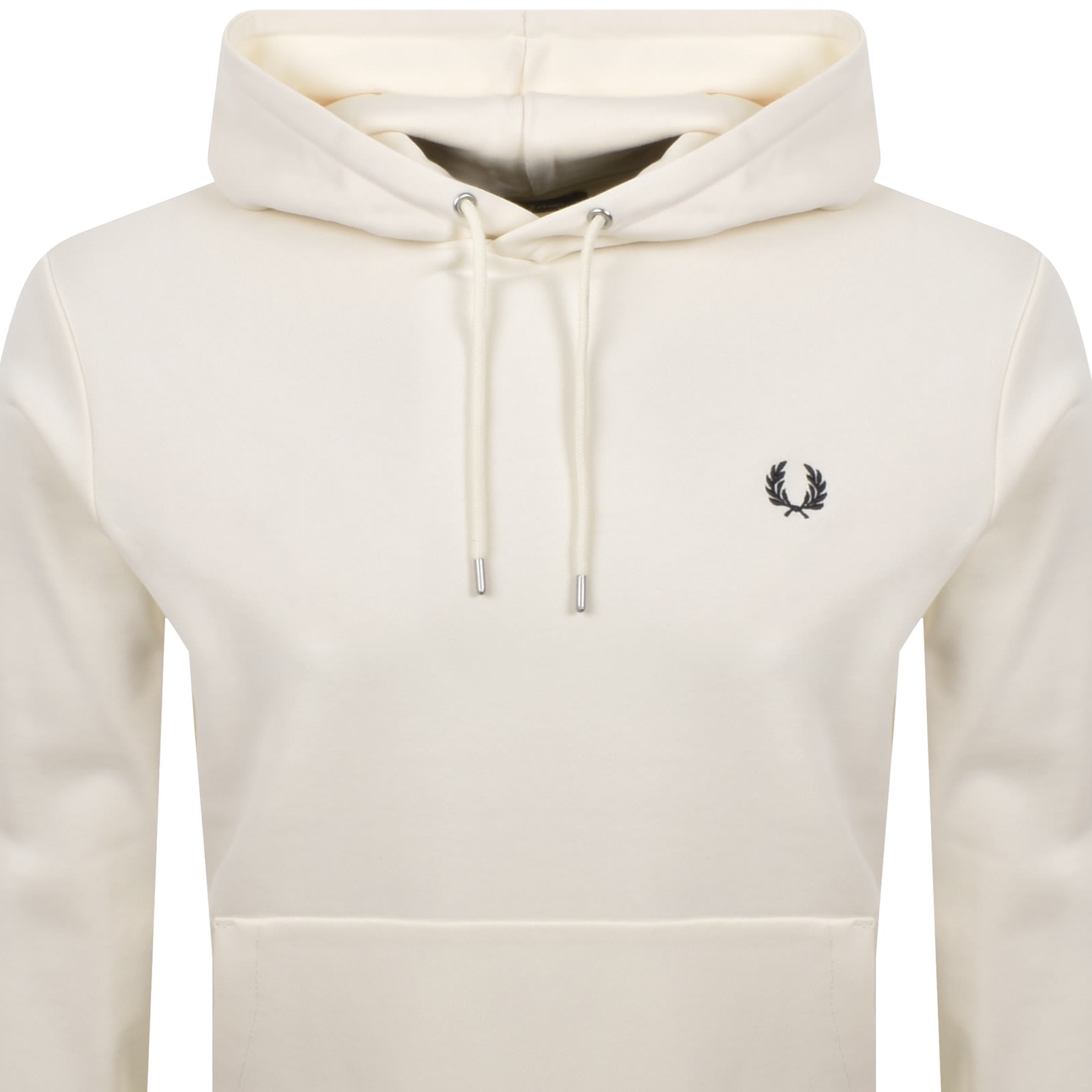 Fred Perry French Terry Cotton Hoodie With Iconic Laurel Wreath Embroidery In Cream