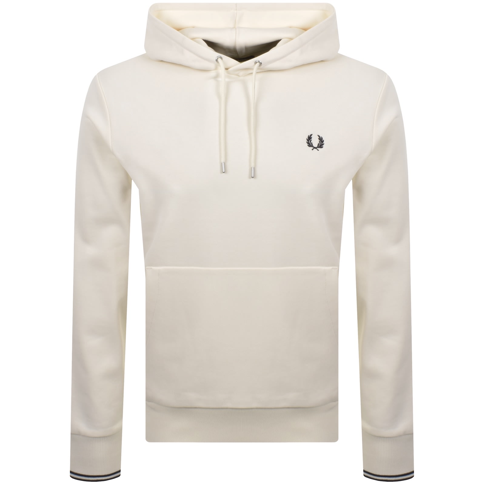 Fred Perry French Terry Cotton Hoodie With Iconic Laurel Wreath Embroidery In Cream