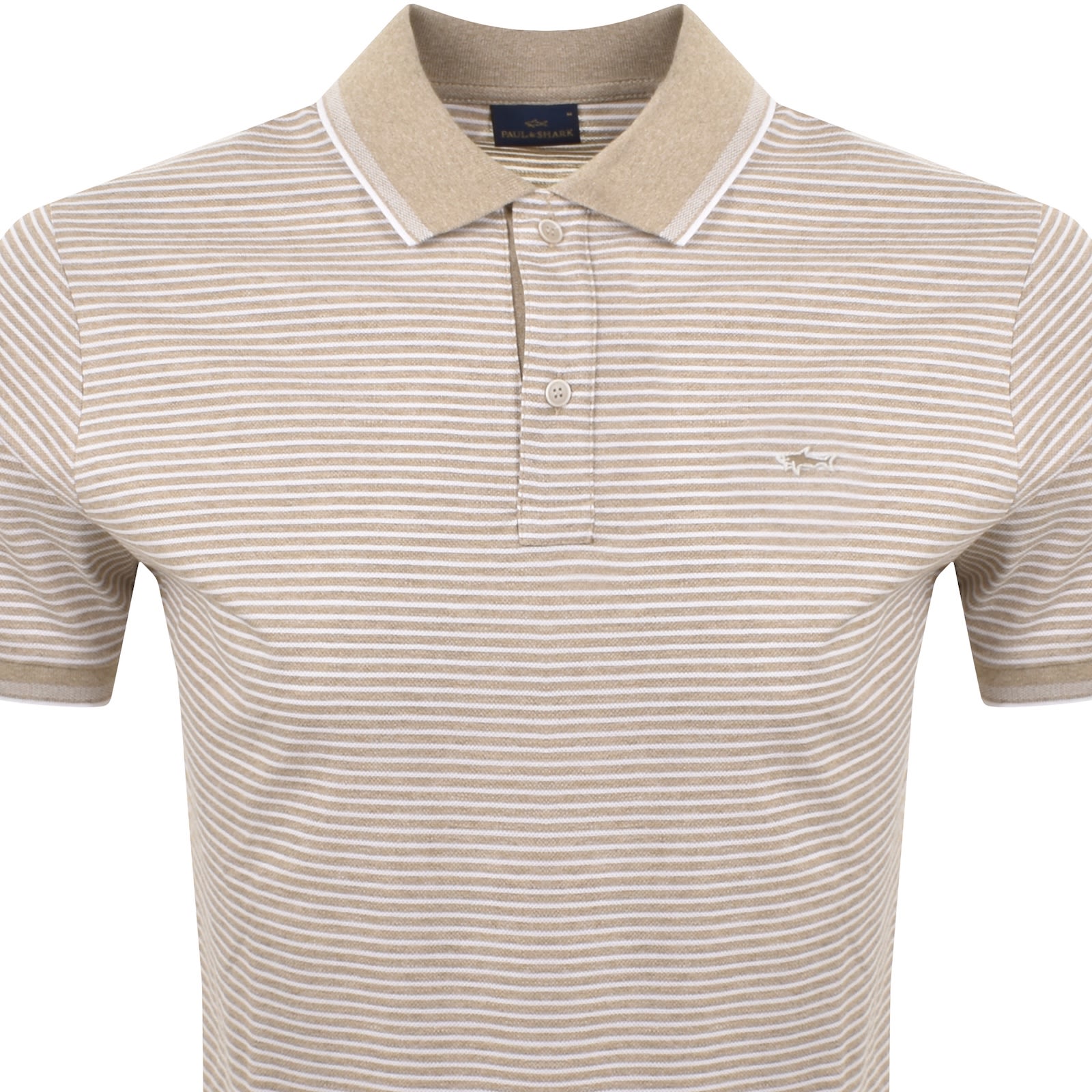 Paul & Shark Paul And Shark Jaspe Pique Striped Polo Beige In Beige