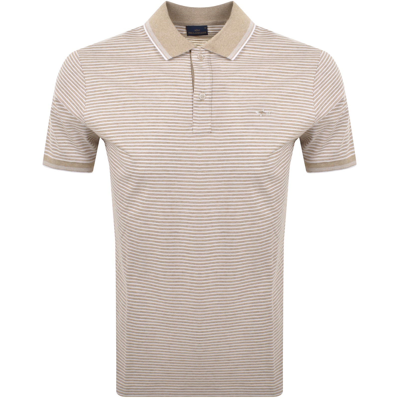 Paul & Shark Paul And Shark Jaspe Pique Striped Polo Beige In Beige