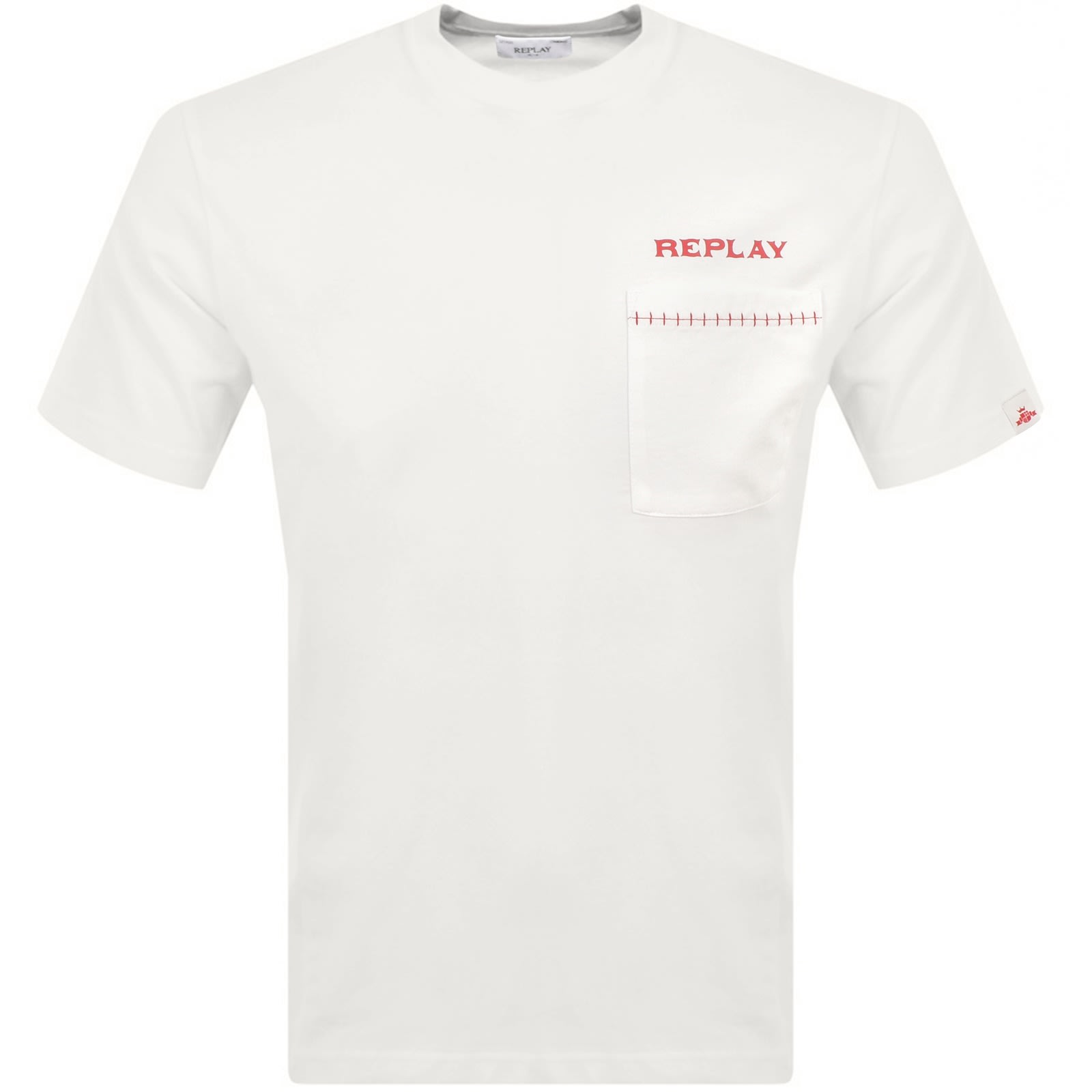 Replay Pocket Logo T Shirt White In White