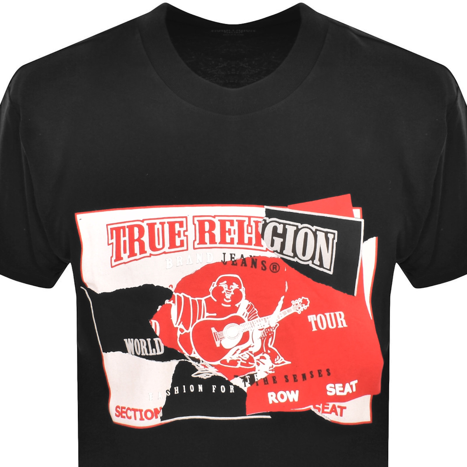 True Religion Short Sleeve Torn Logo T Shirt Black In Black