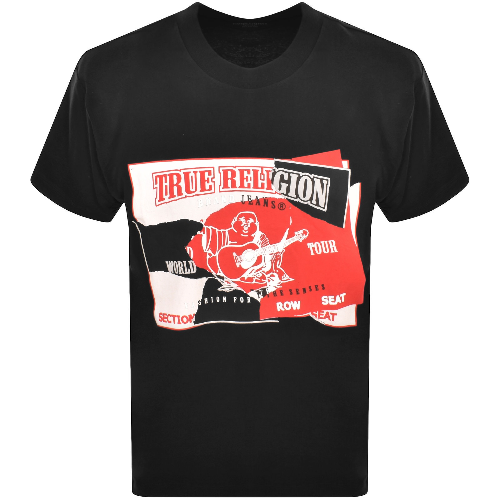 True Religion Short Sleeve Torn Logo T Shirt Black In Black