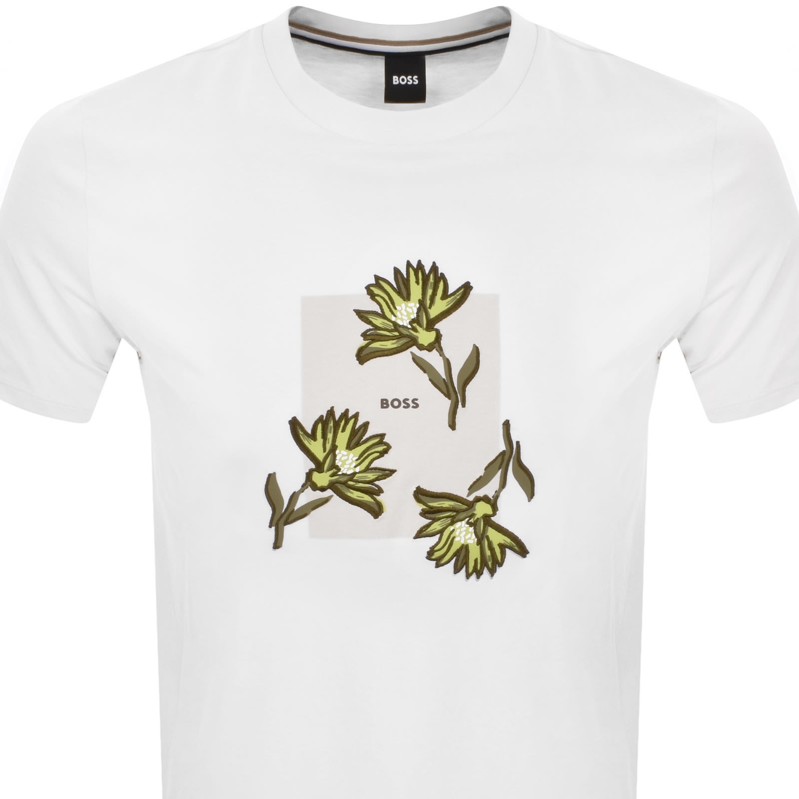 Hugo Boss Boss Thompson Floral Logo Cotton Graphic T-shirt In White