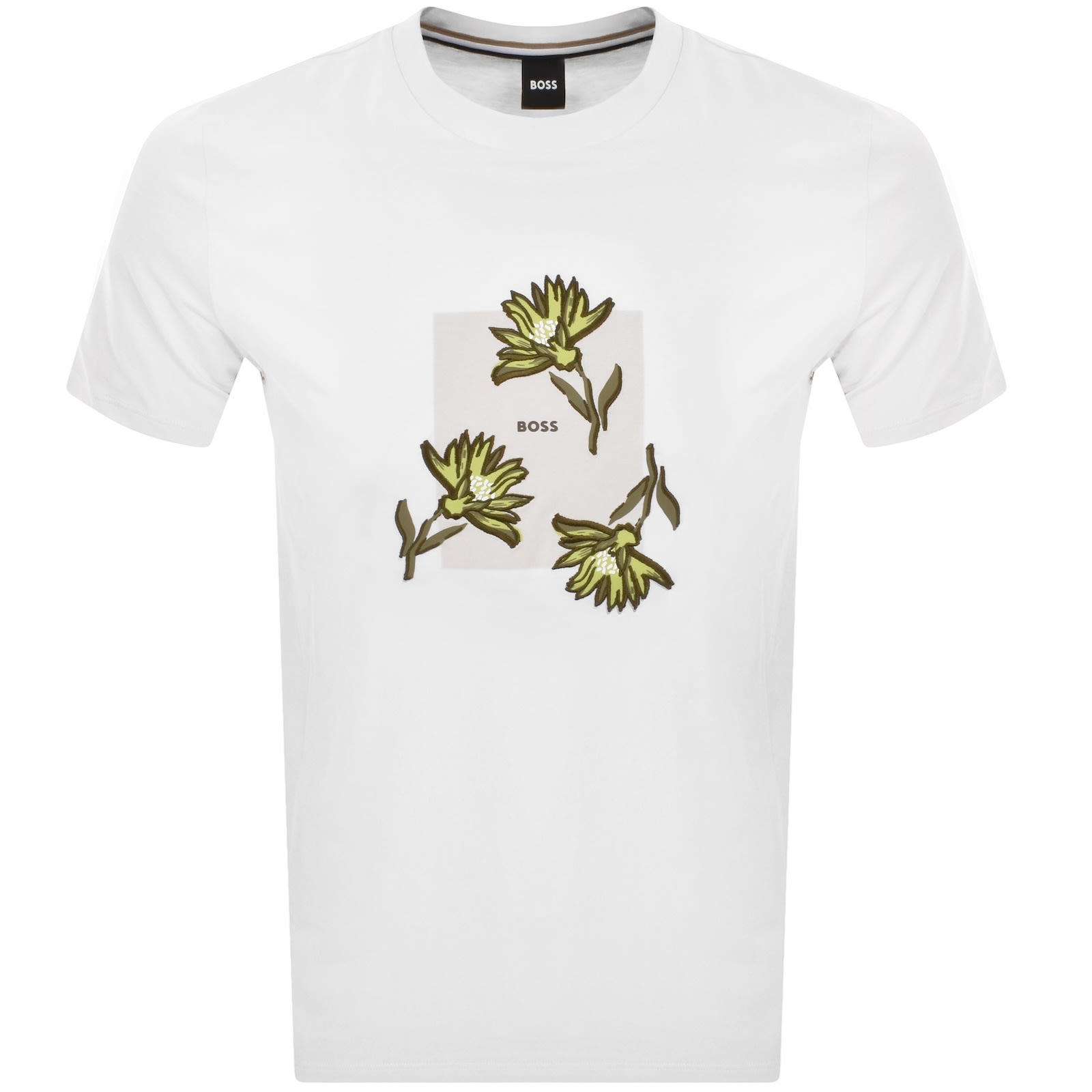 Hugo Boss Boss Thompson Floral Logo Cotton Graphic T-shirt In White
