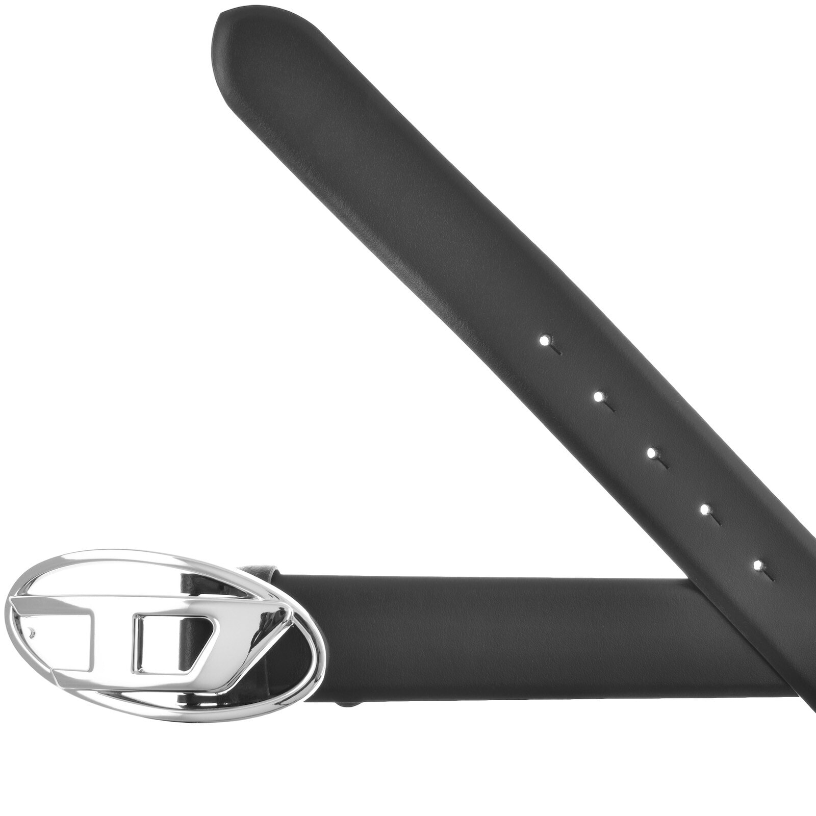 Diesel Oval Logo Leather Belt Black In Black