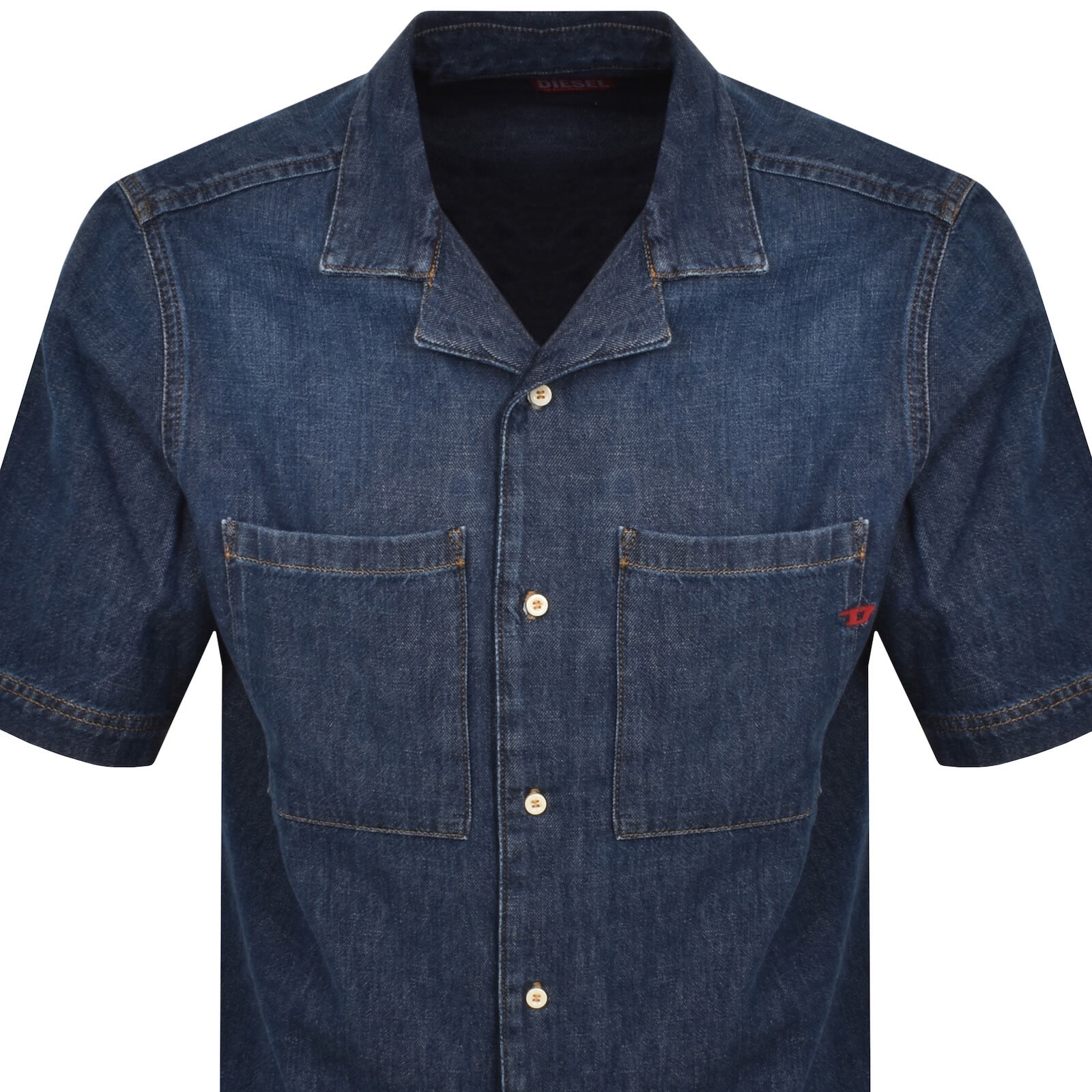 Shop Diesel Denim Parohort Short Sleeve Shirt Blue