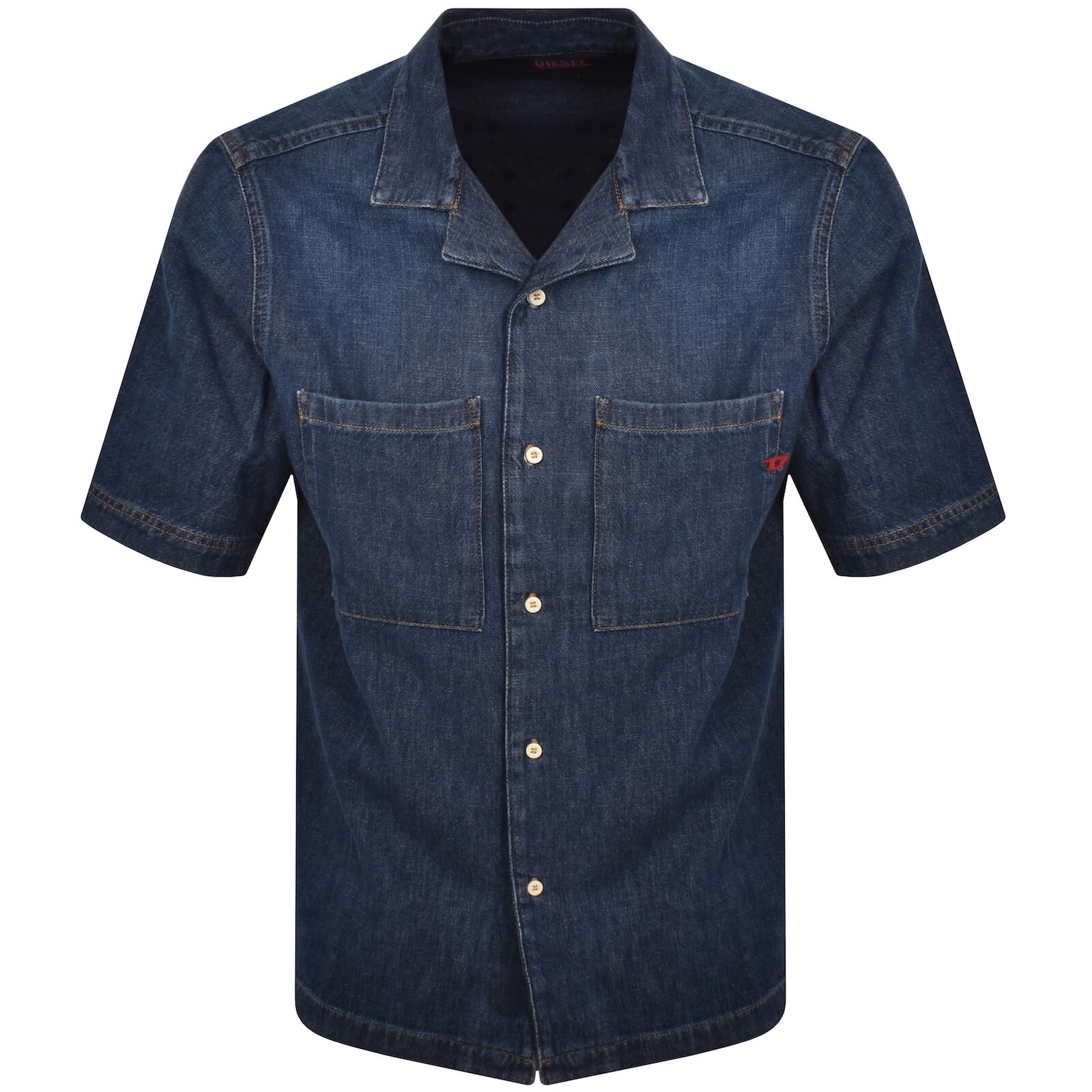 Shop Diesel Denim Parohort Short Sleeve Shirt Blue