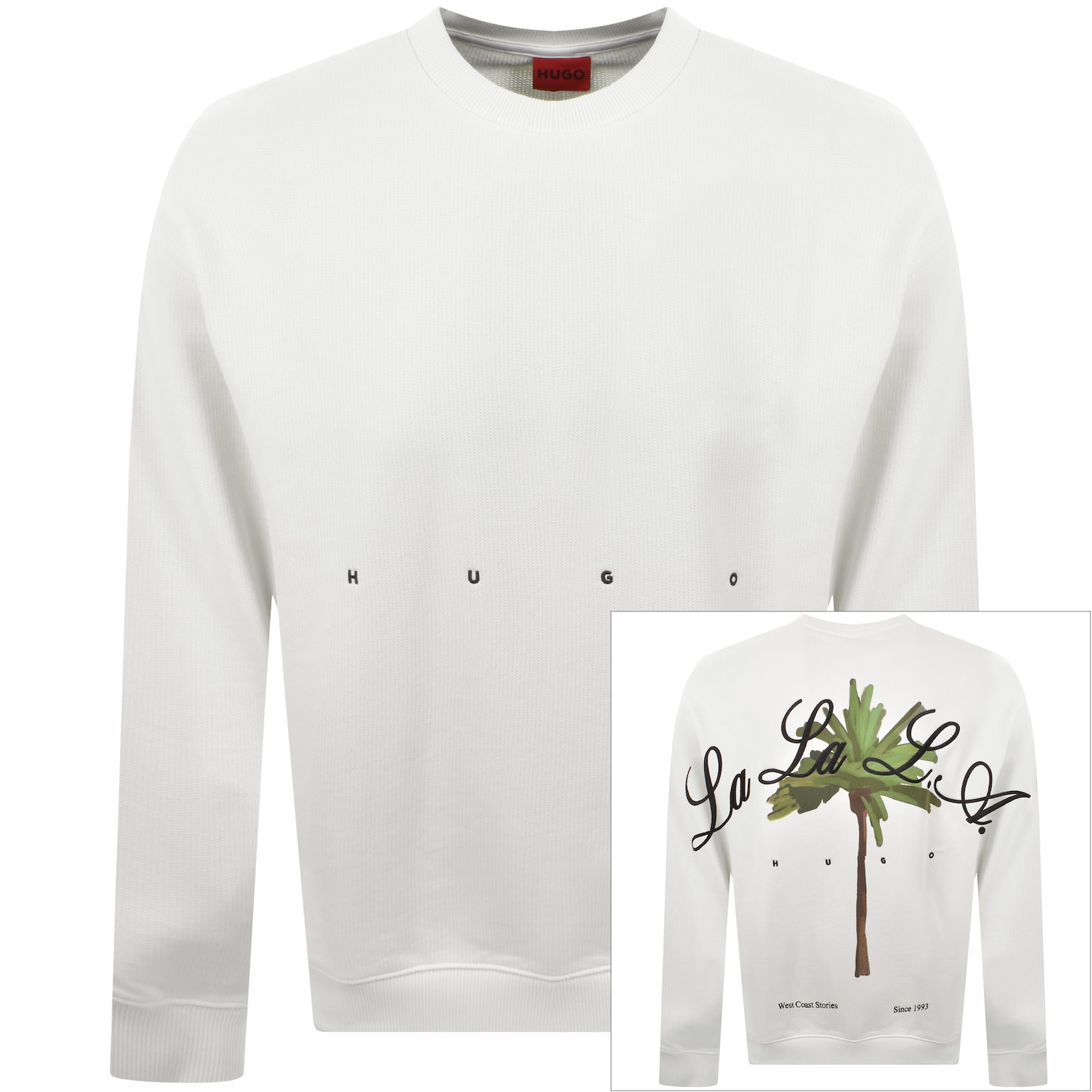 HUGO BOSS HUGO DUTAP LOGO ARTWORK SWEATSHIRT NATURAL