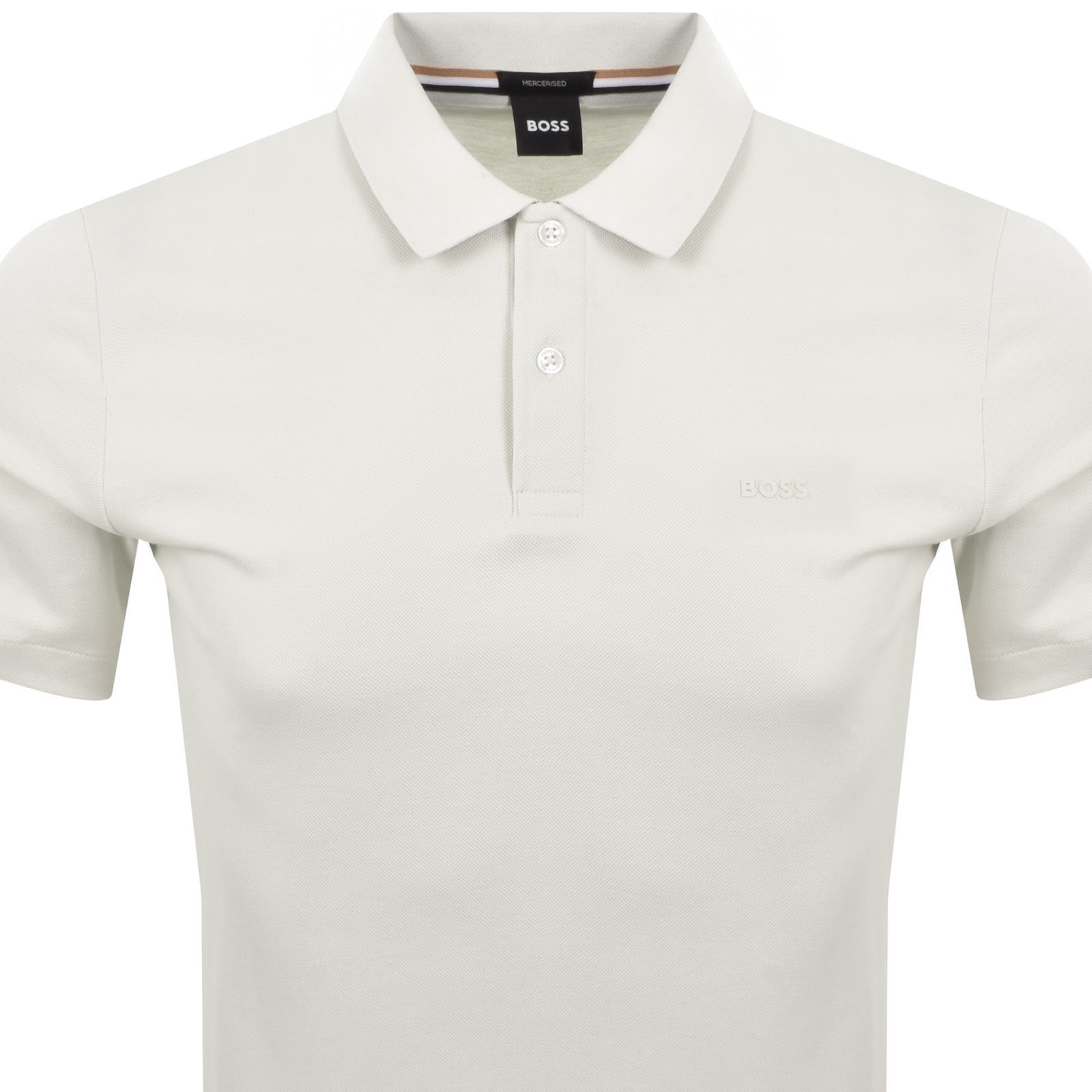 Hugo Boss Boss Parlay 147 Mercerised Polo Open White In Beige
