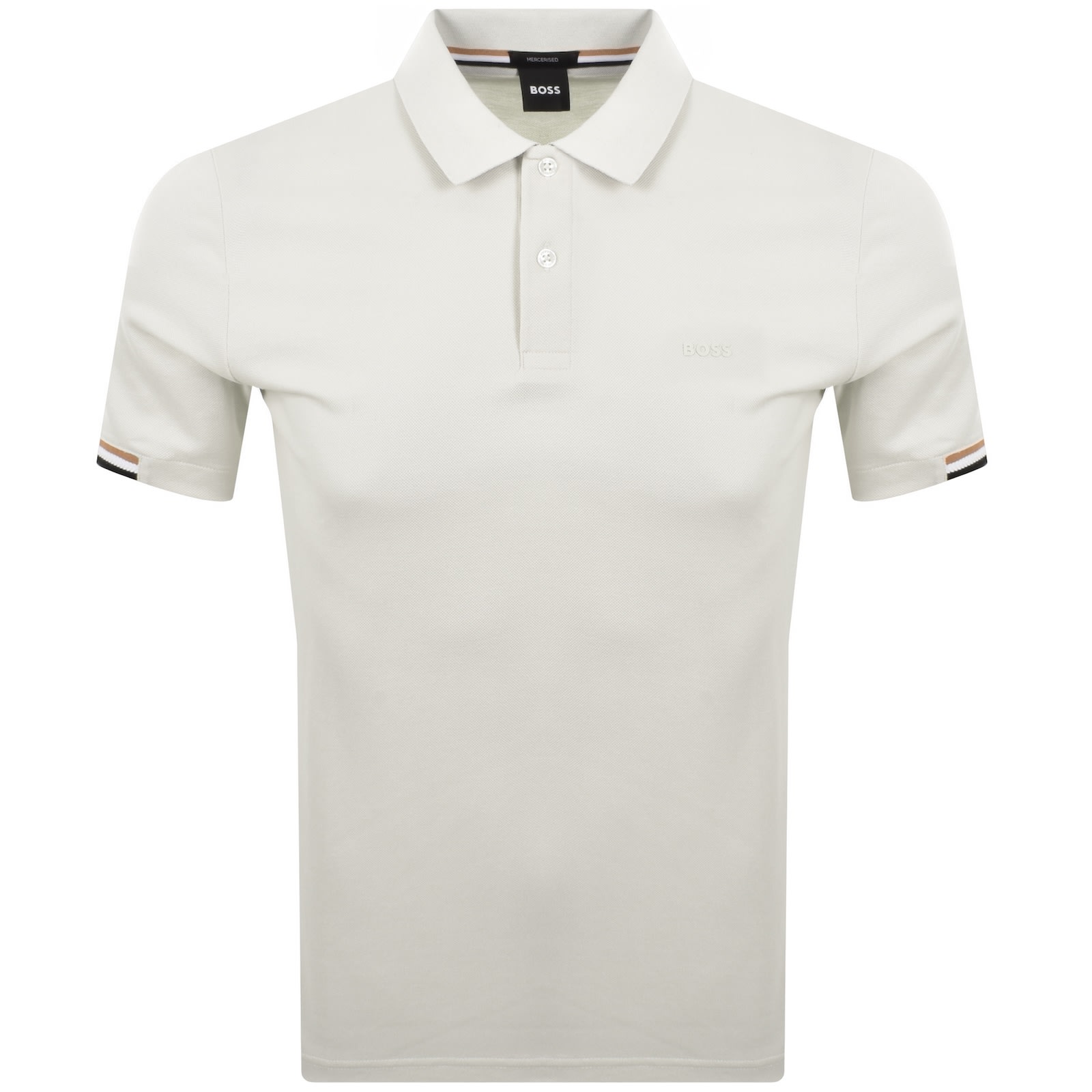 Hugo Boss Boss Parlay 147 Mercerised Polo Open White In Beige