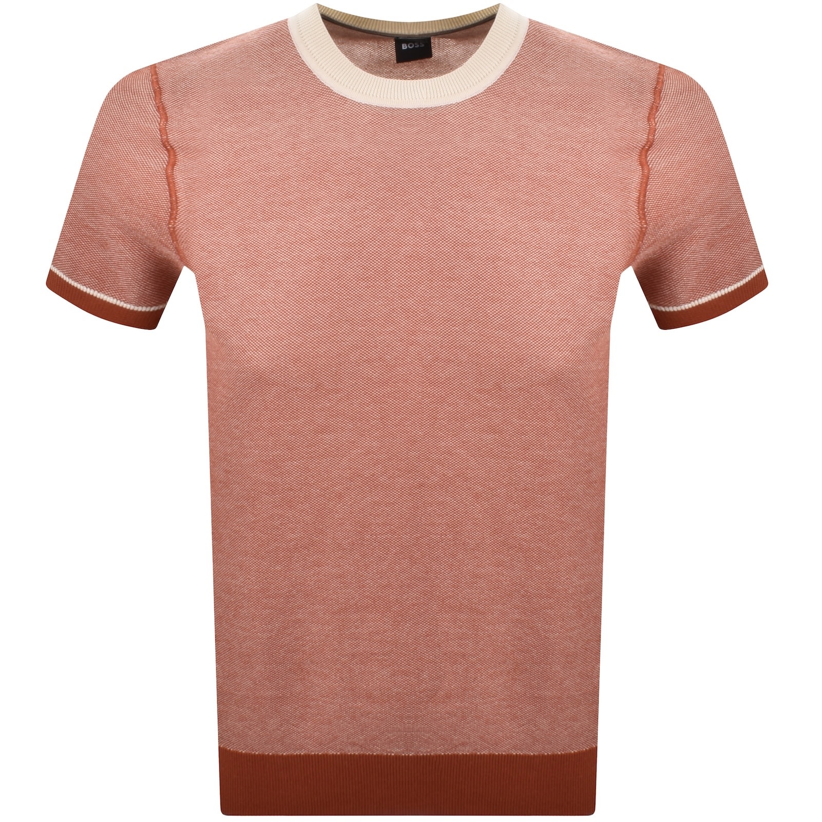 Hugo Boss Boss H Jianluca Knit T Shirt Dark Orange In Orange