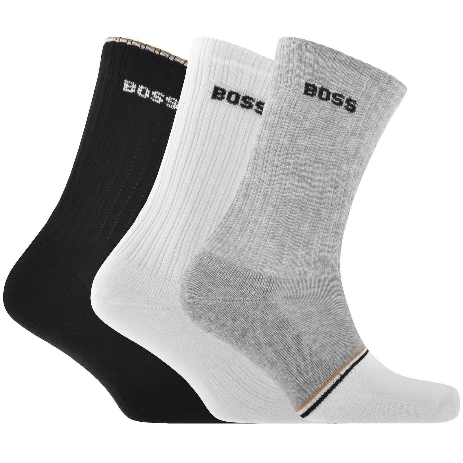 Hugo Boss Boss 3 Pack Logo Quarter Socks In Multi
