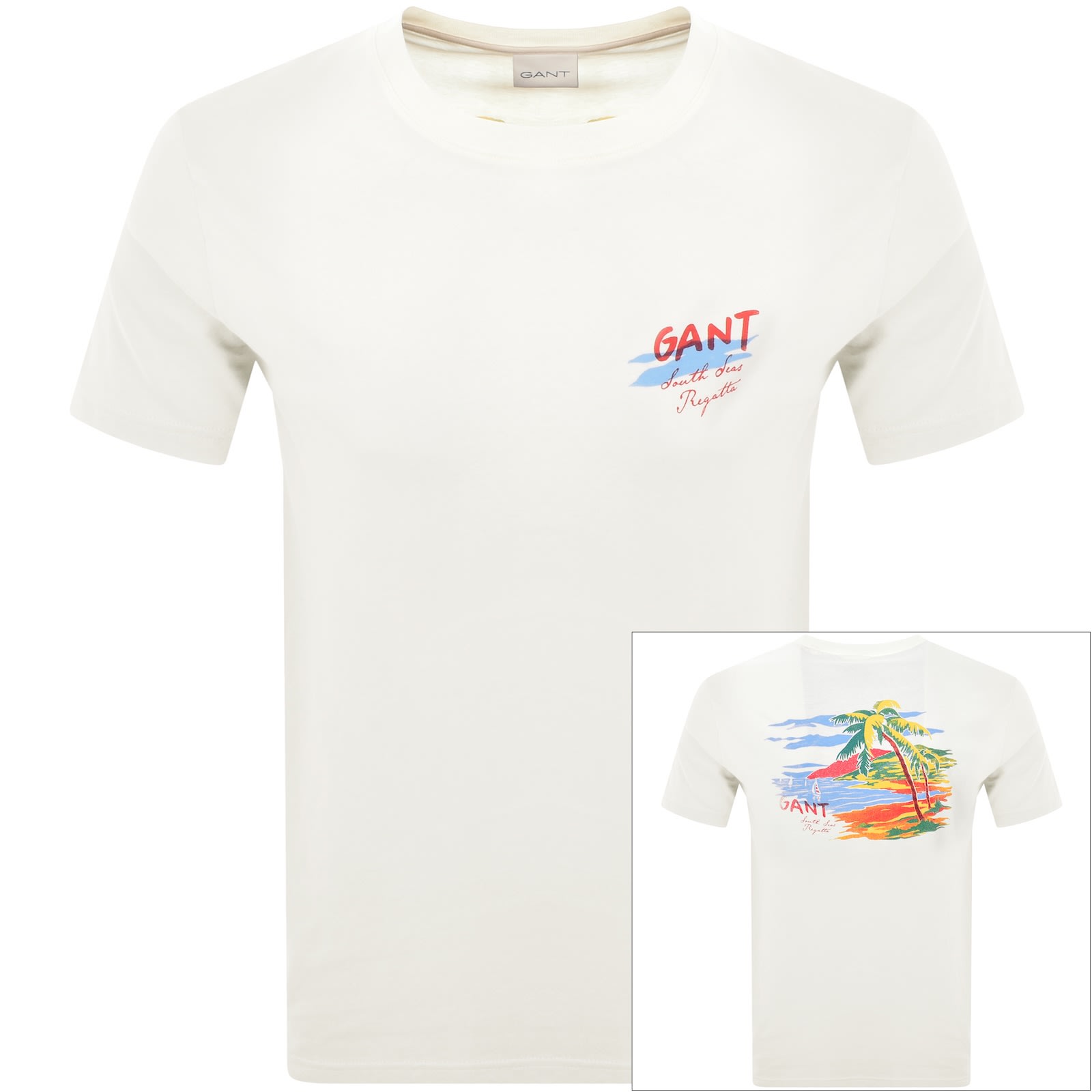 Gant Regular Fit Graphic T Shirt Cream In White