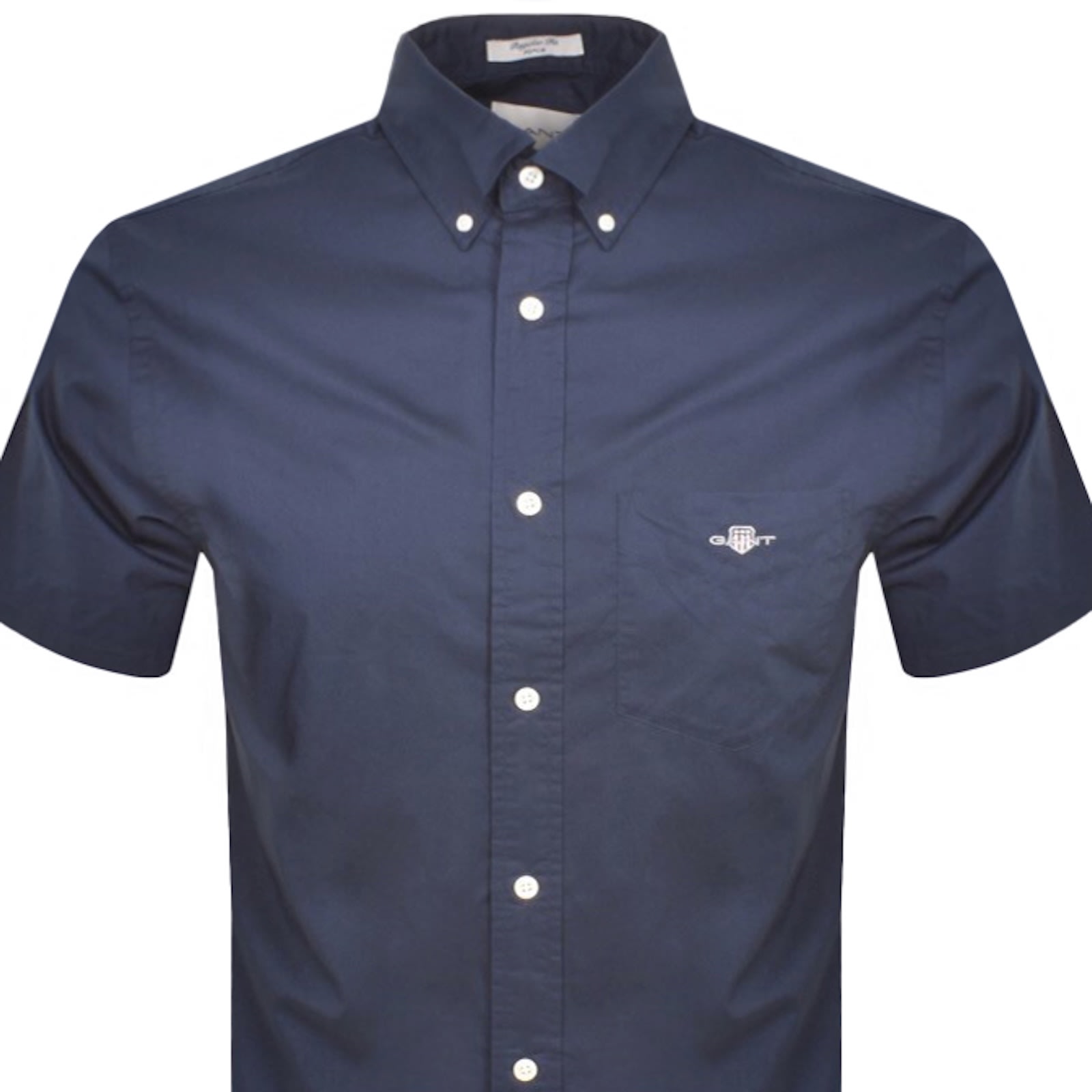 Gant Poplin Short Sleeved Shirt Navy In Blue