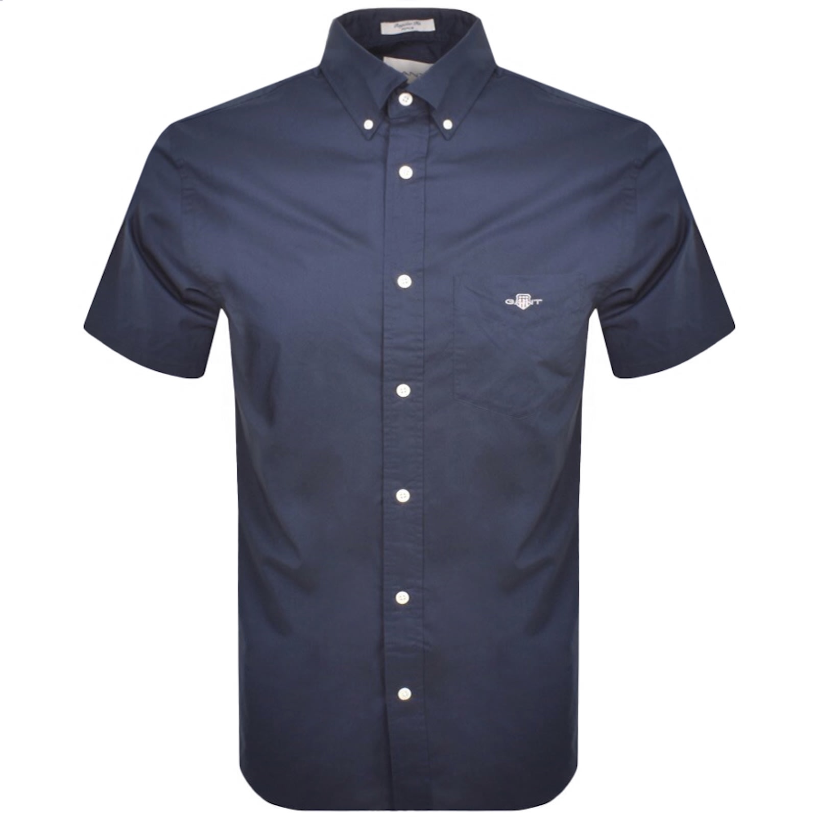 Gant Poplin Short Sleeved Shirt Navy In Blue