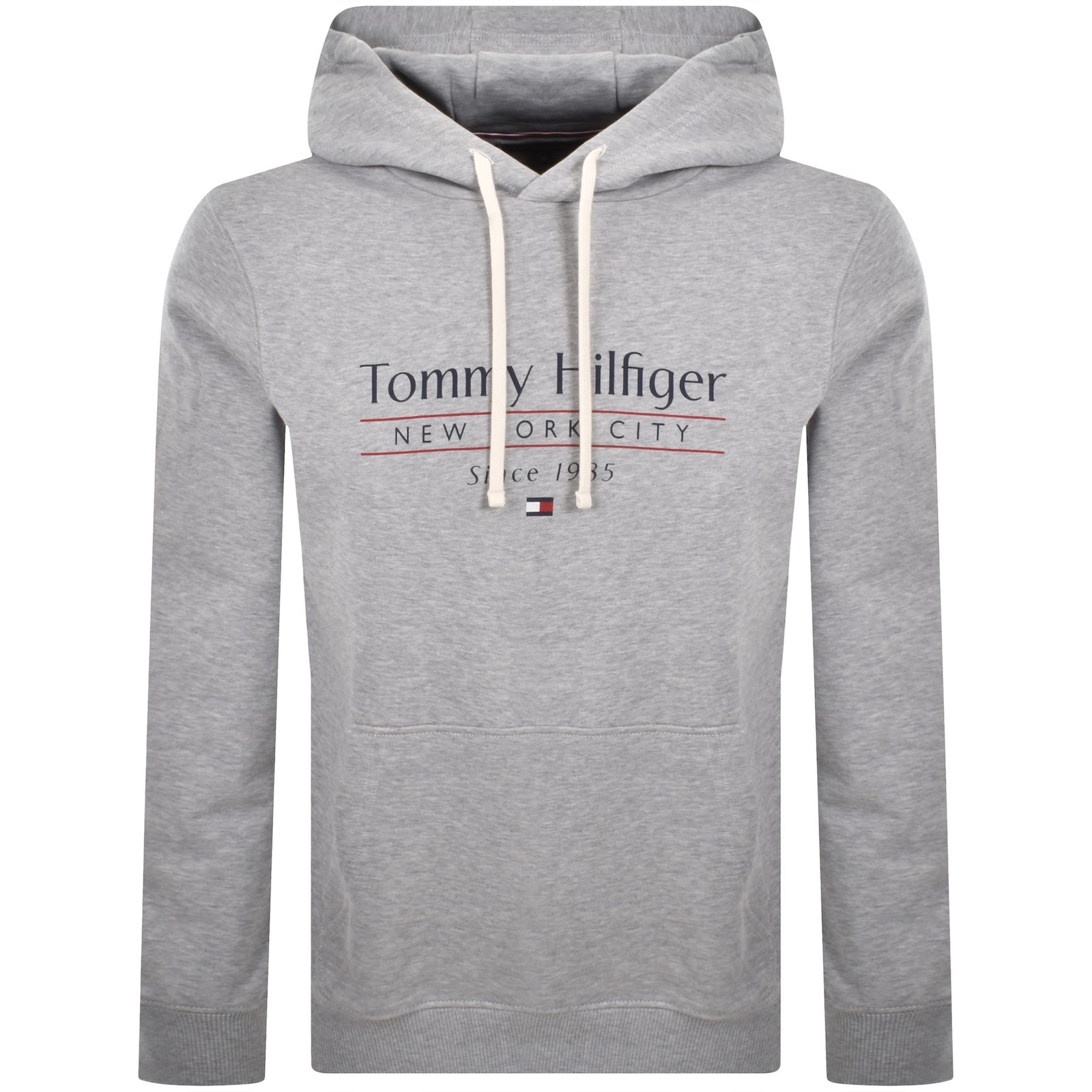 Tommy Hilfiger Logo Center Stack Hoodie Grey In Gray